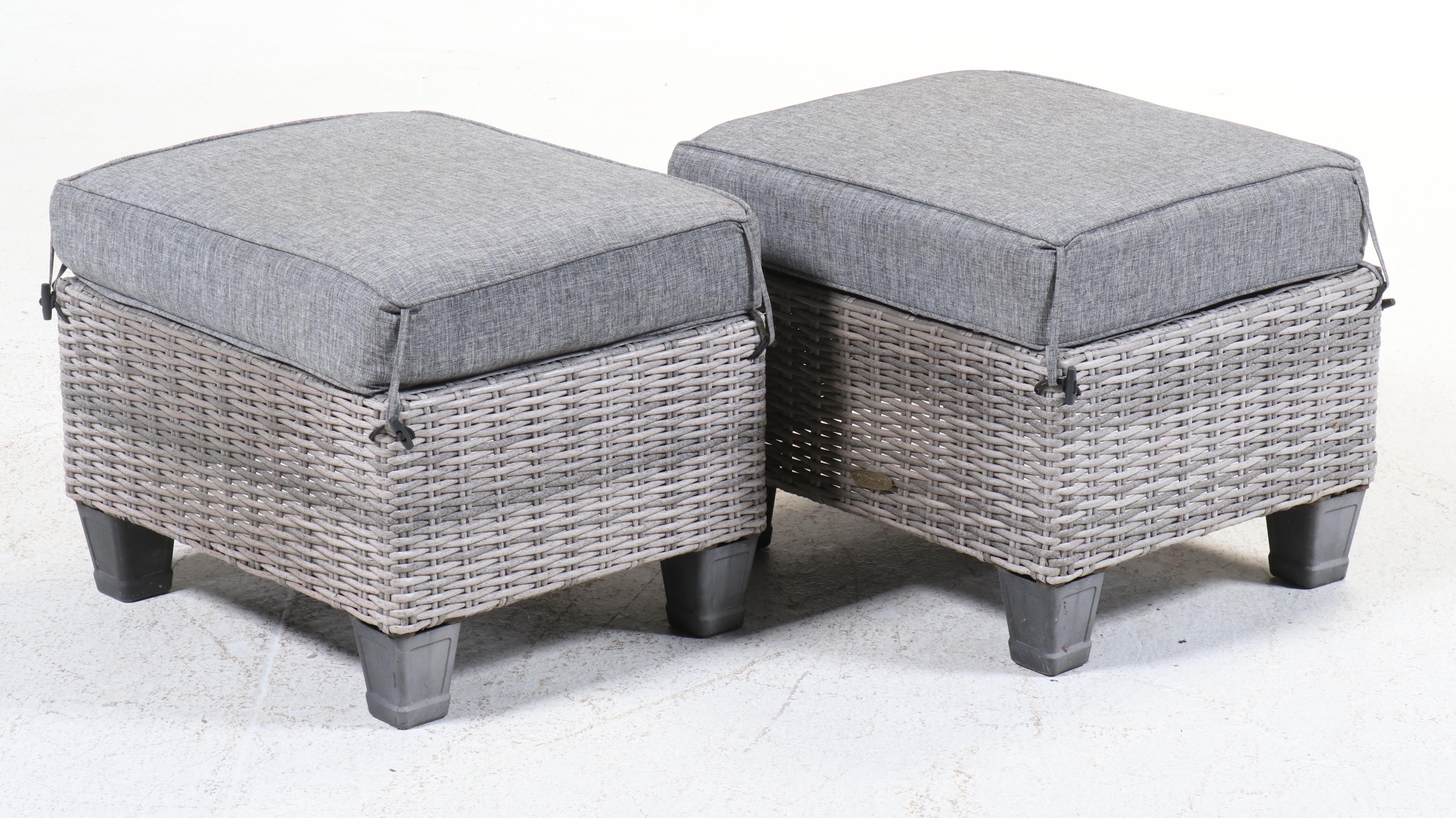 Broyhill Contemporary Resin Wicker Patio Sectional, Coffee Table, and Ottomans
