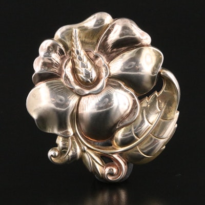 Vintage Sterling Hibiscus Brooch Vintage Sterling Hibiscus Brooch