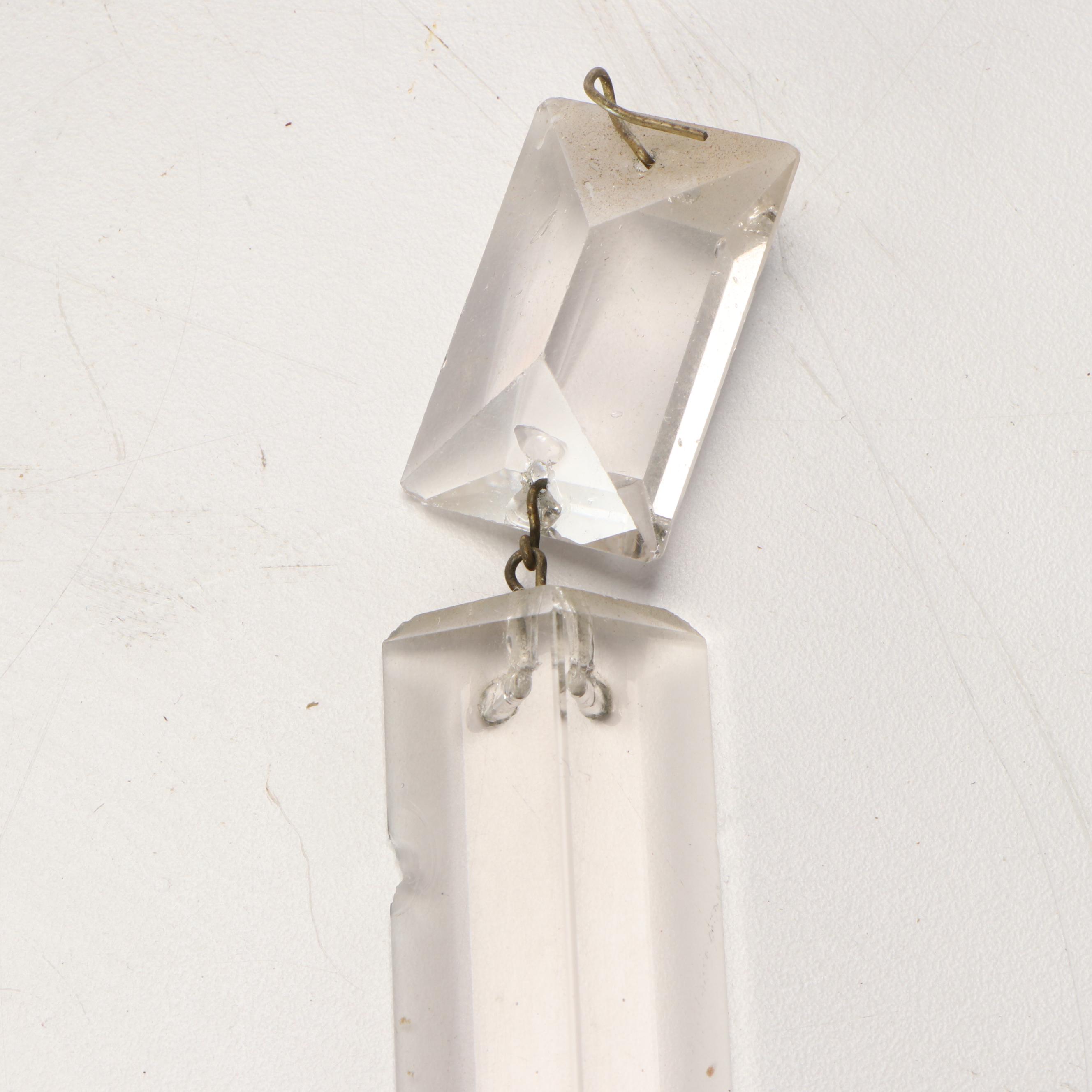 Large 26" Brass Five-Arm Candelabra with Glass Ornamentation and Marble Base