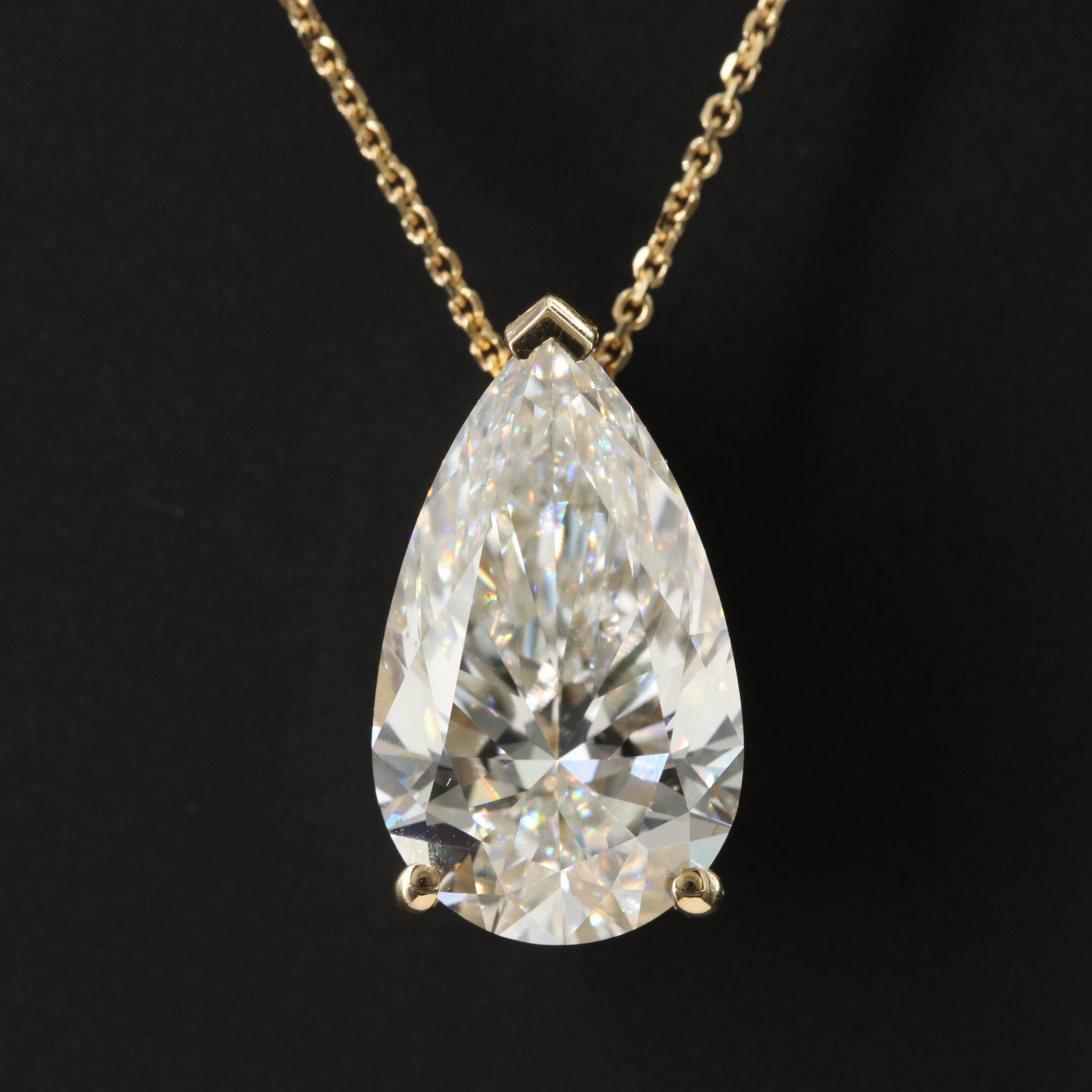 Italian 18K 4.51 CT Lab Grown Diamond Pendant Necklace with IGI Report