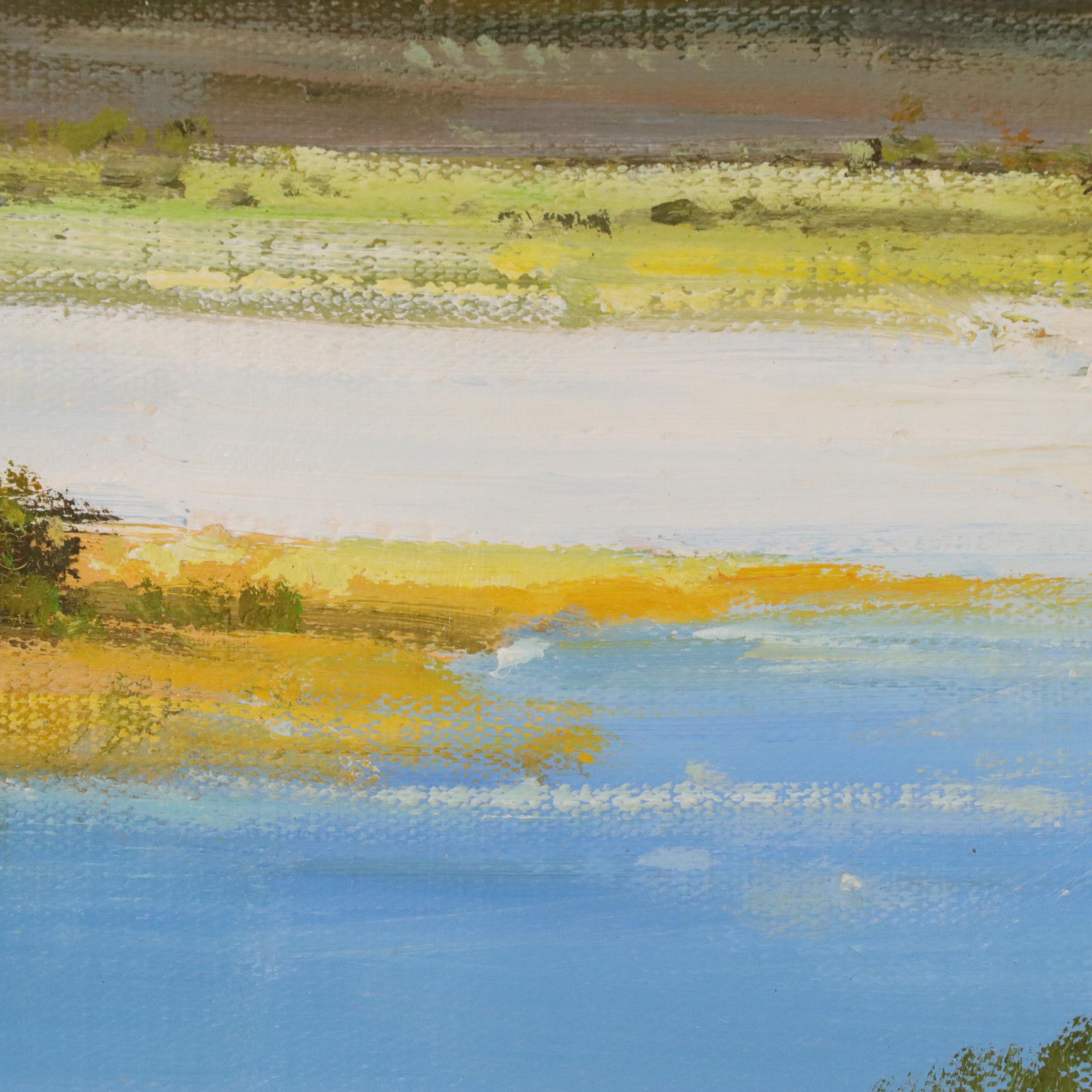 Kingston Pond Landscape Oil Painting, 21st Century