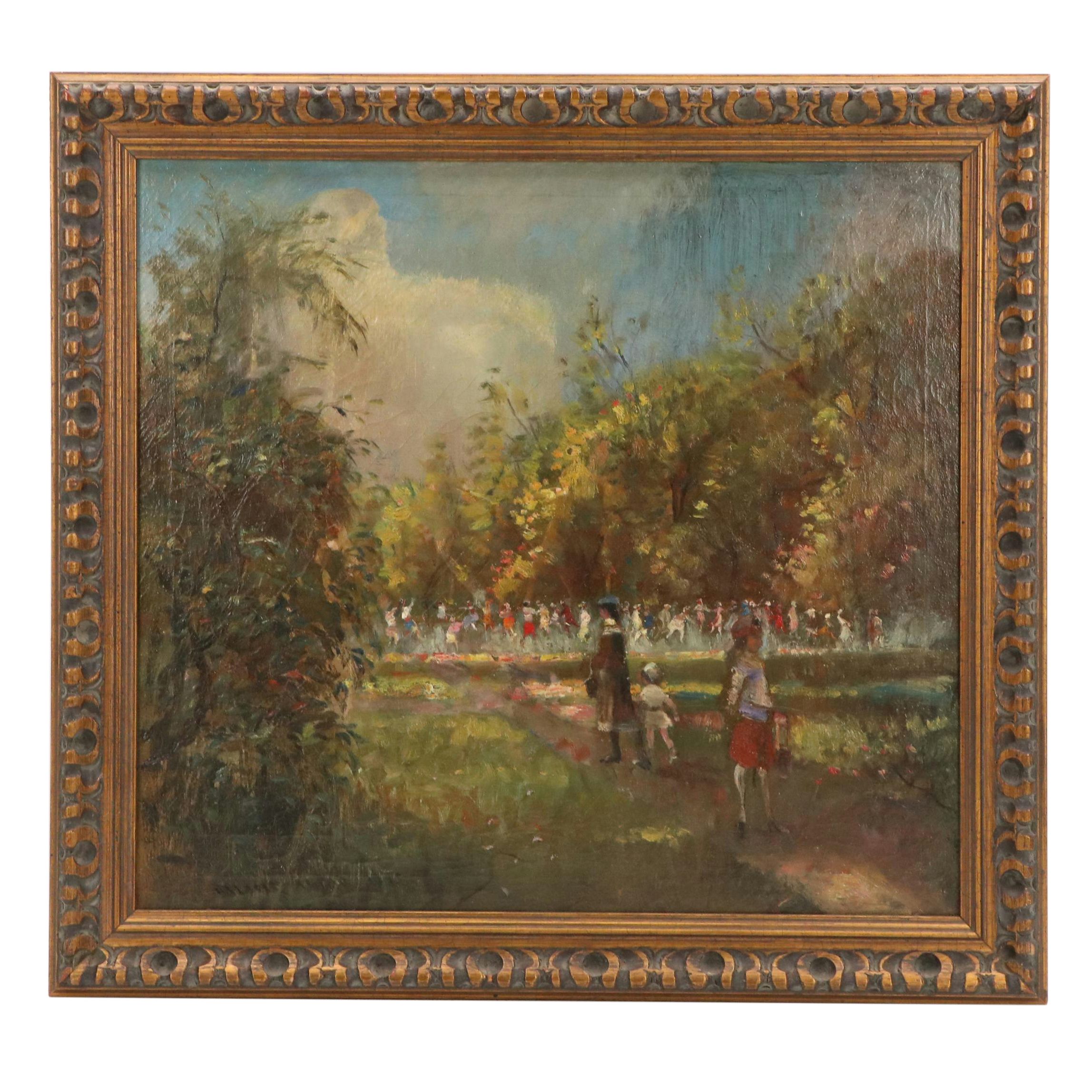 Arpád Bálint Impressionist Style Oil Painting with Park Scene