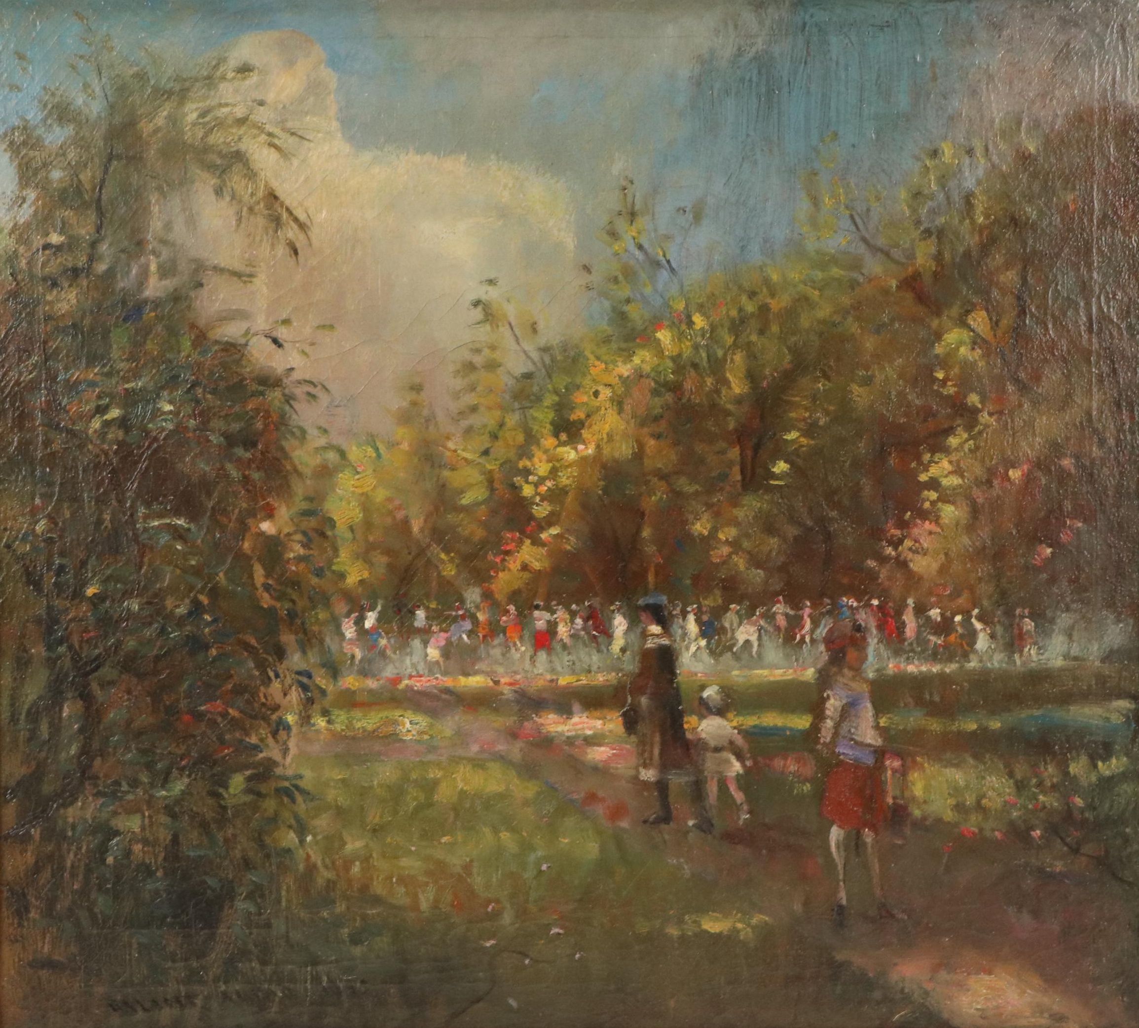 Arpád Bálint Impressionist Style Oil Painting with Park Scene