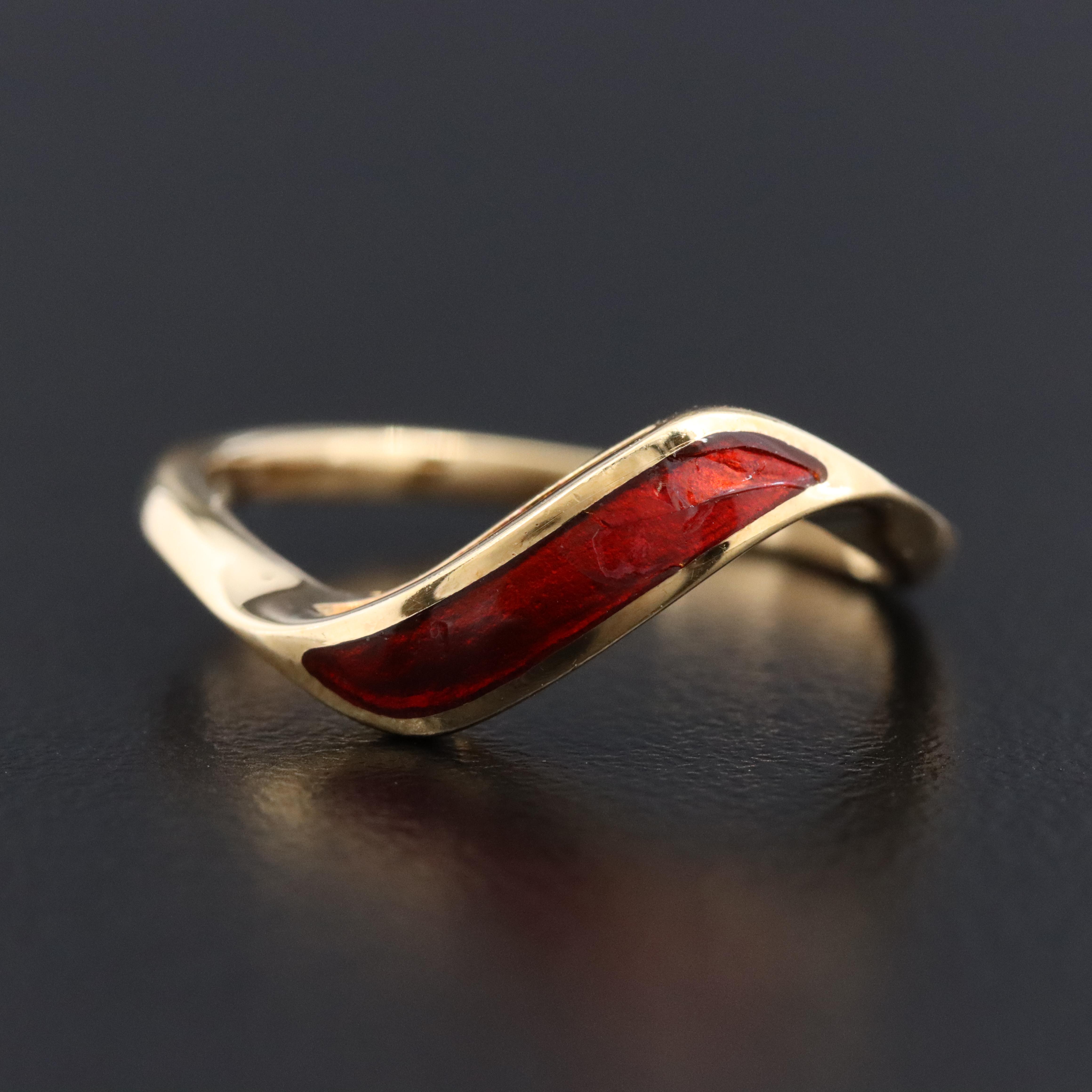 Mikimoto 18K Enamel Wave Band