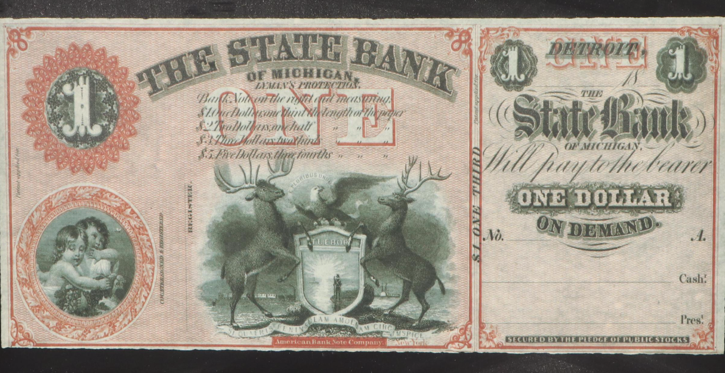 Framed Reproduction Prints of U.S and Candadian State Currencies