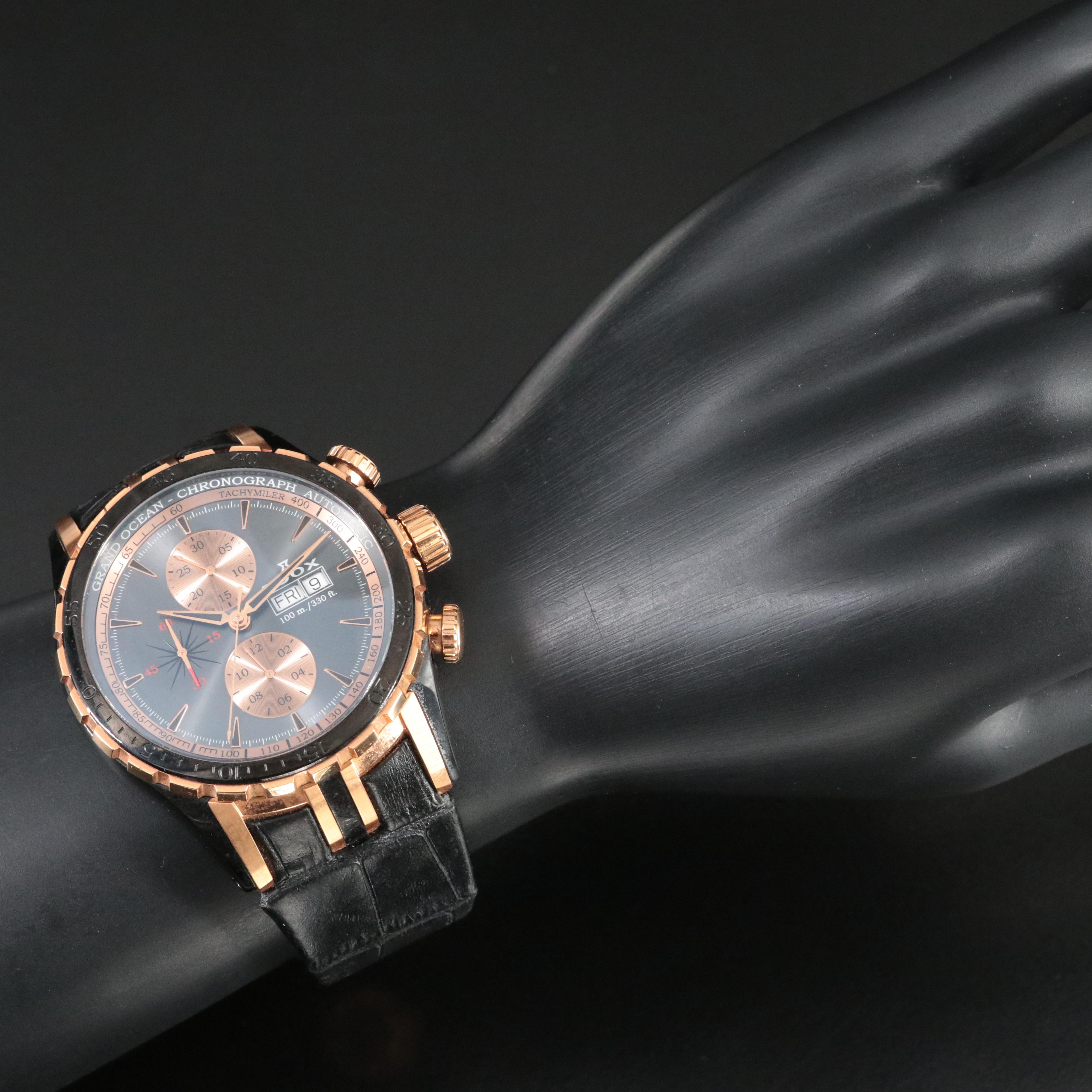 Edox Grand Ocean Chronograph Grey 48mm PVD Steel Automatic Watch