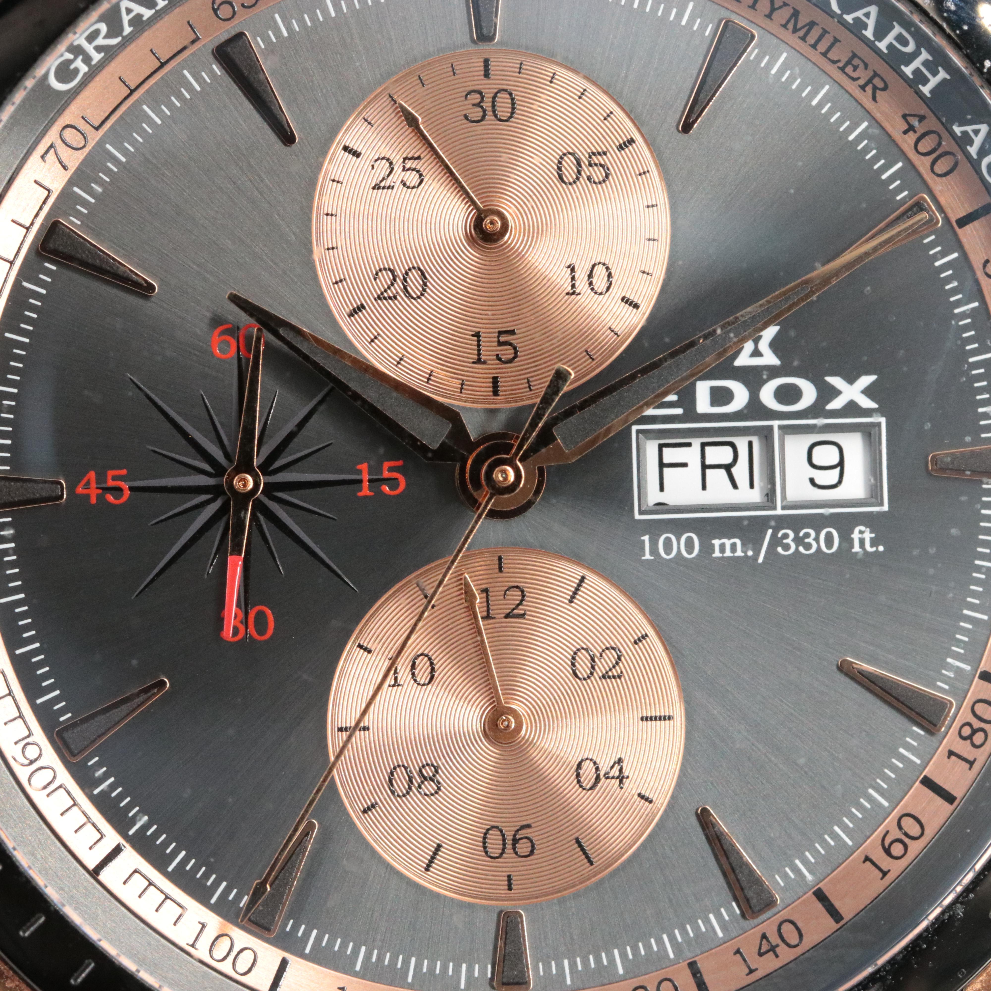 Edox Grand Ocean Chronograph Grey 48mm PVD Steel Automatic Watch