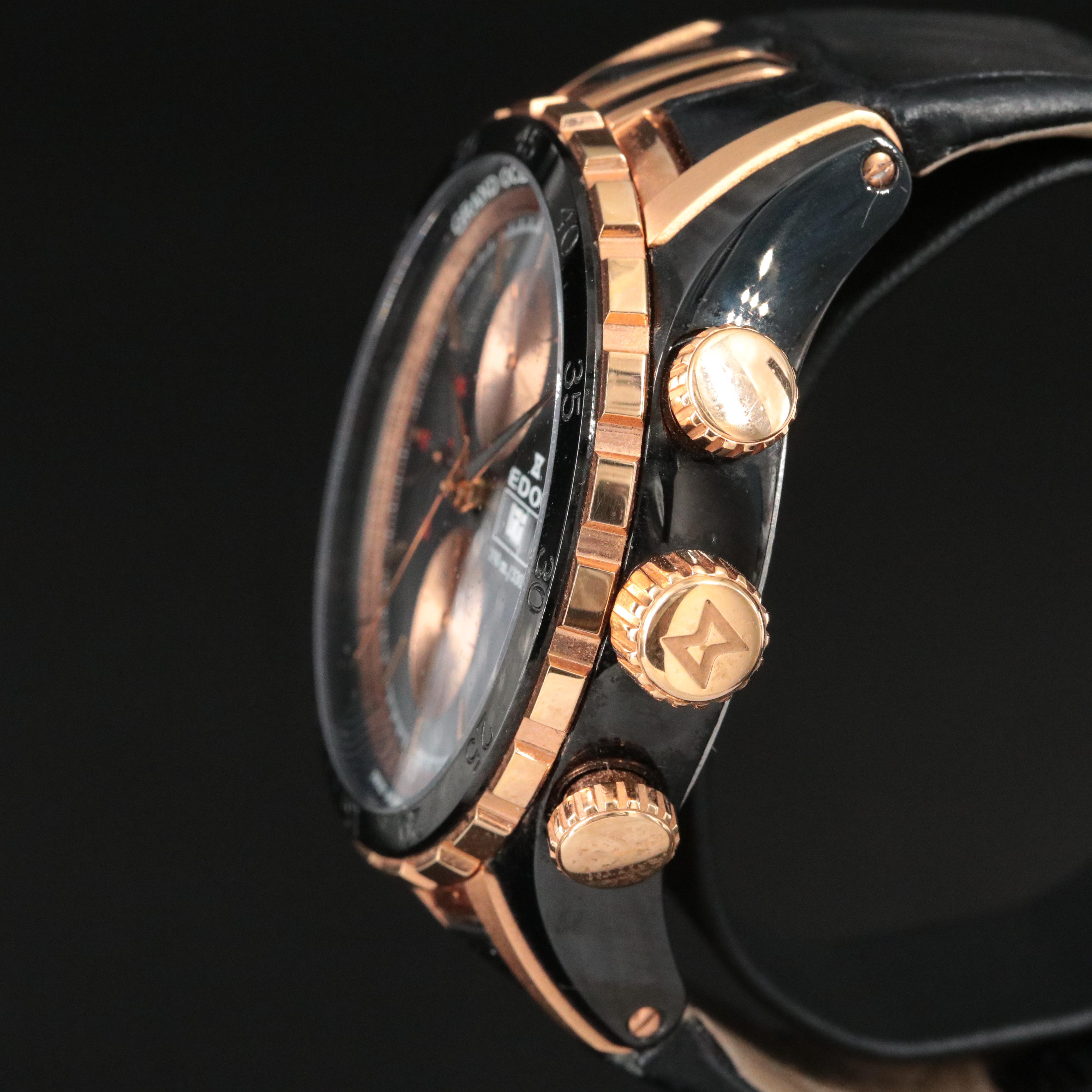 Edox Grand Ocean Chronograph Grey 48mm PVD Steel Automatic Watch