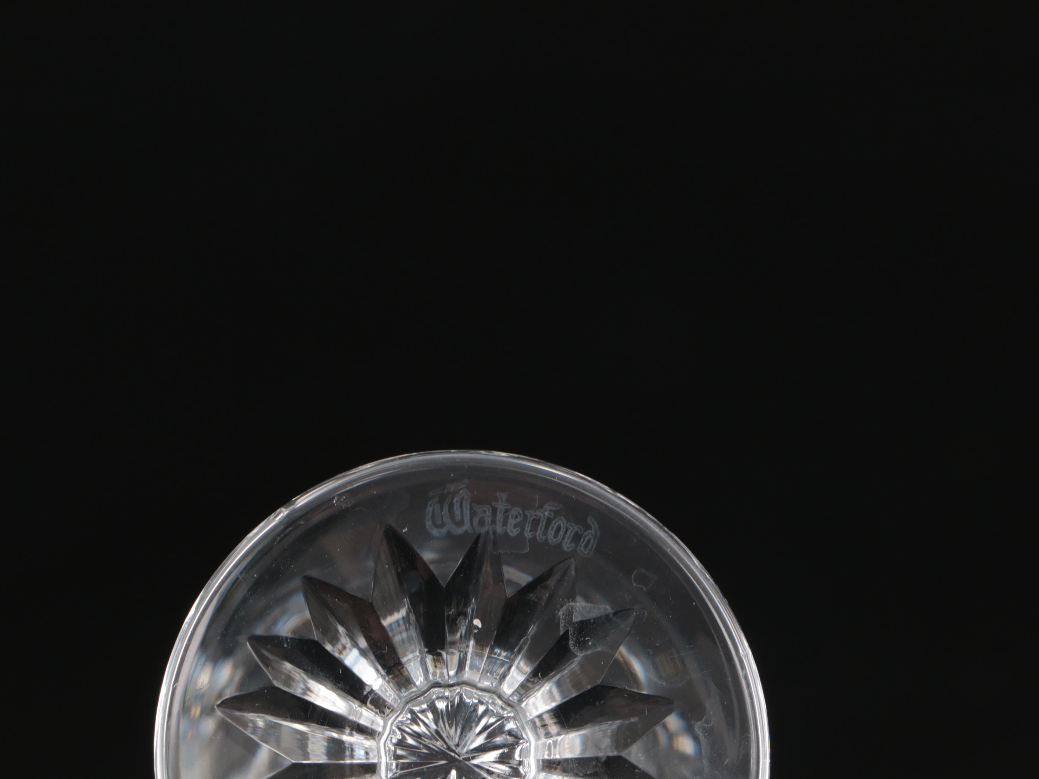 Waterford "Lismore" Cordial Cups, Lalique Crystal Cups, and Crystal Decanter