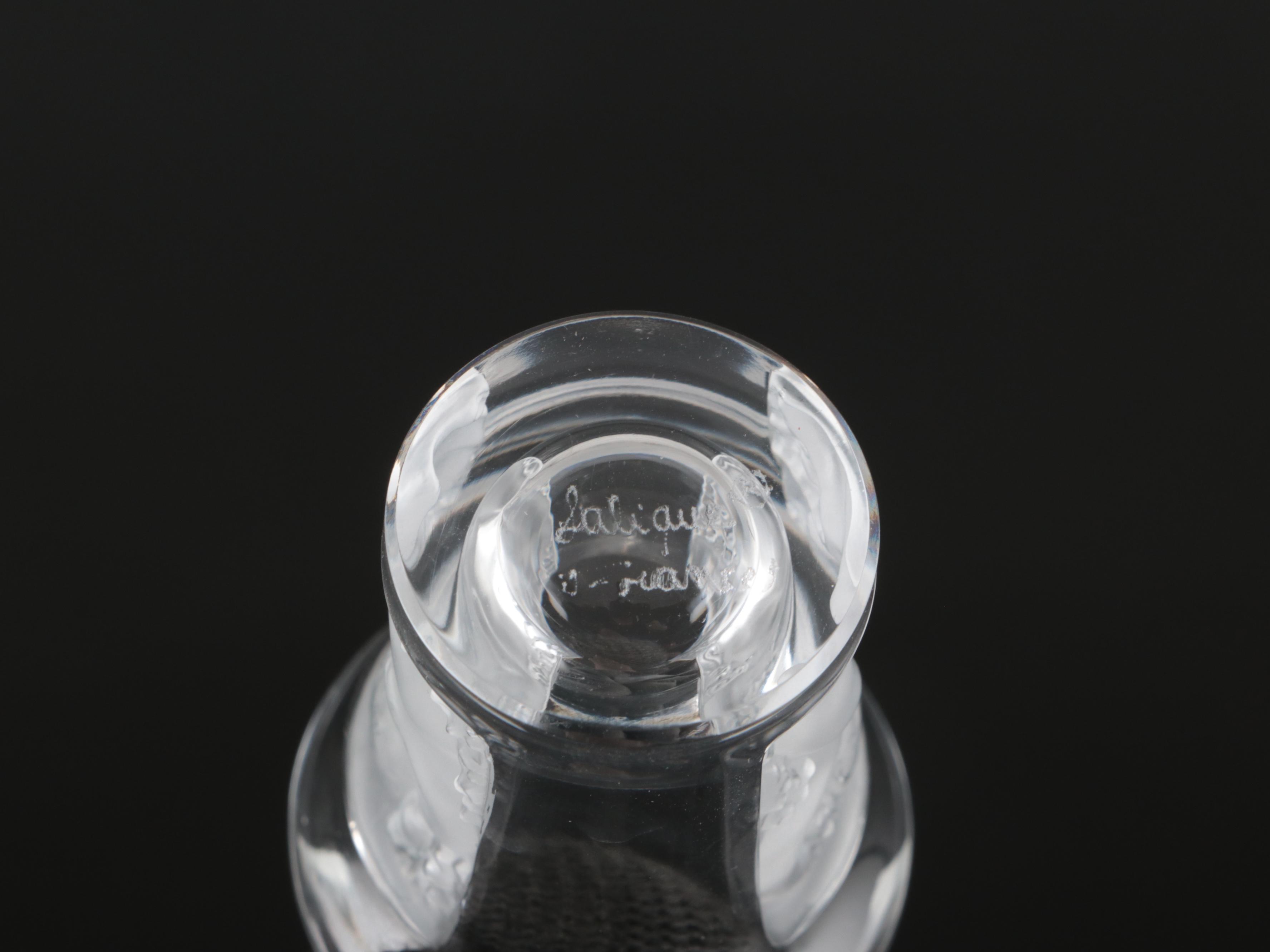 Waterford "Lismore" Cordial Cups, Lalique Crystal Cups, and Crystal Decanter