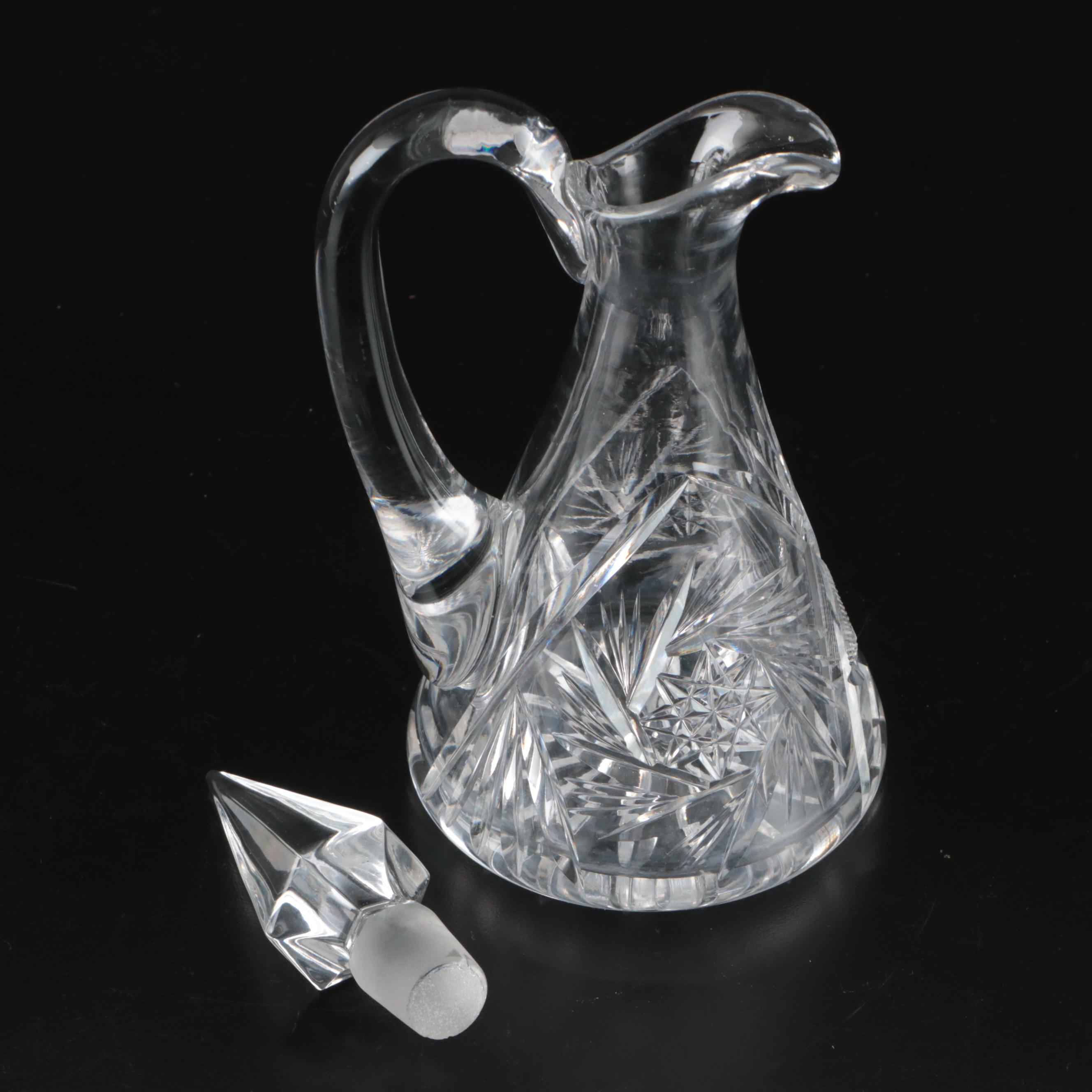 Waterford "Lismore" Cordial Cups, Lalique Crystal Cups, and Crystal Decanter