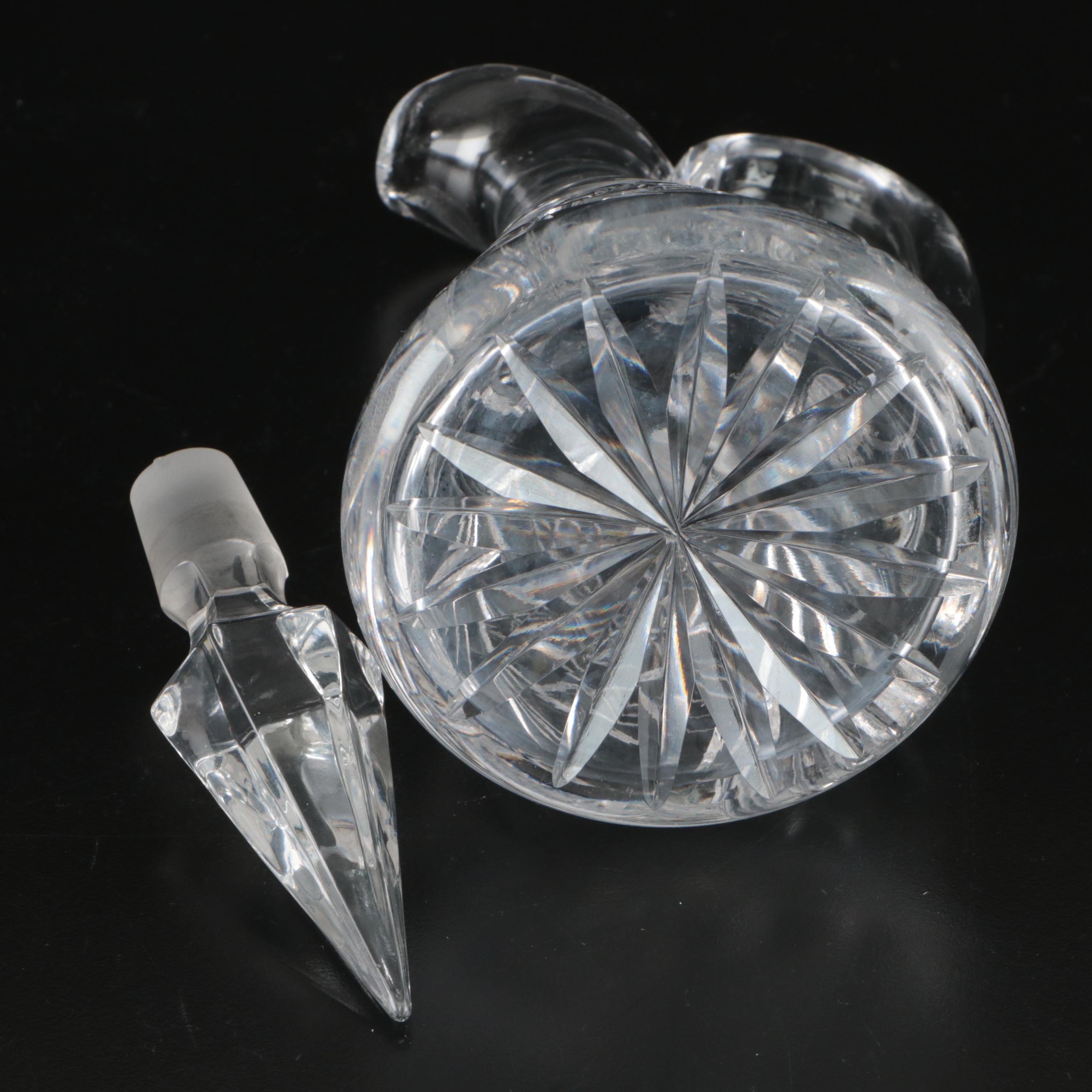 Waterford "Lismore" Cordial Cups, Lalique Crystal Cups, and Crystal Decanter