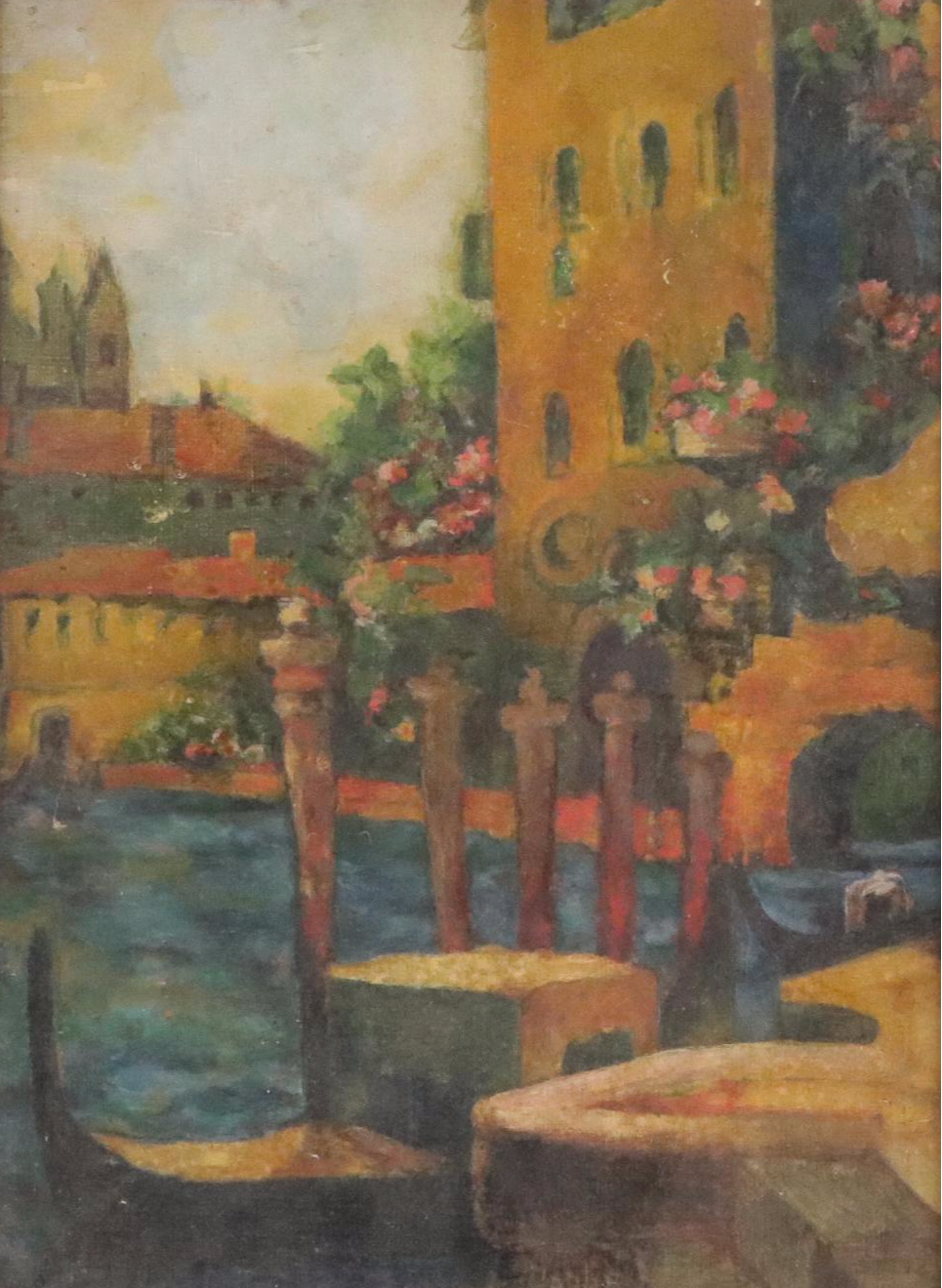 Frank S. Dobbs Venetian Cityscape Oil Painting, 1934