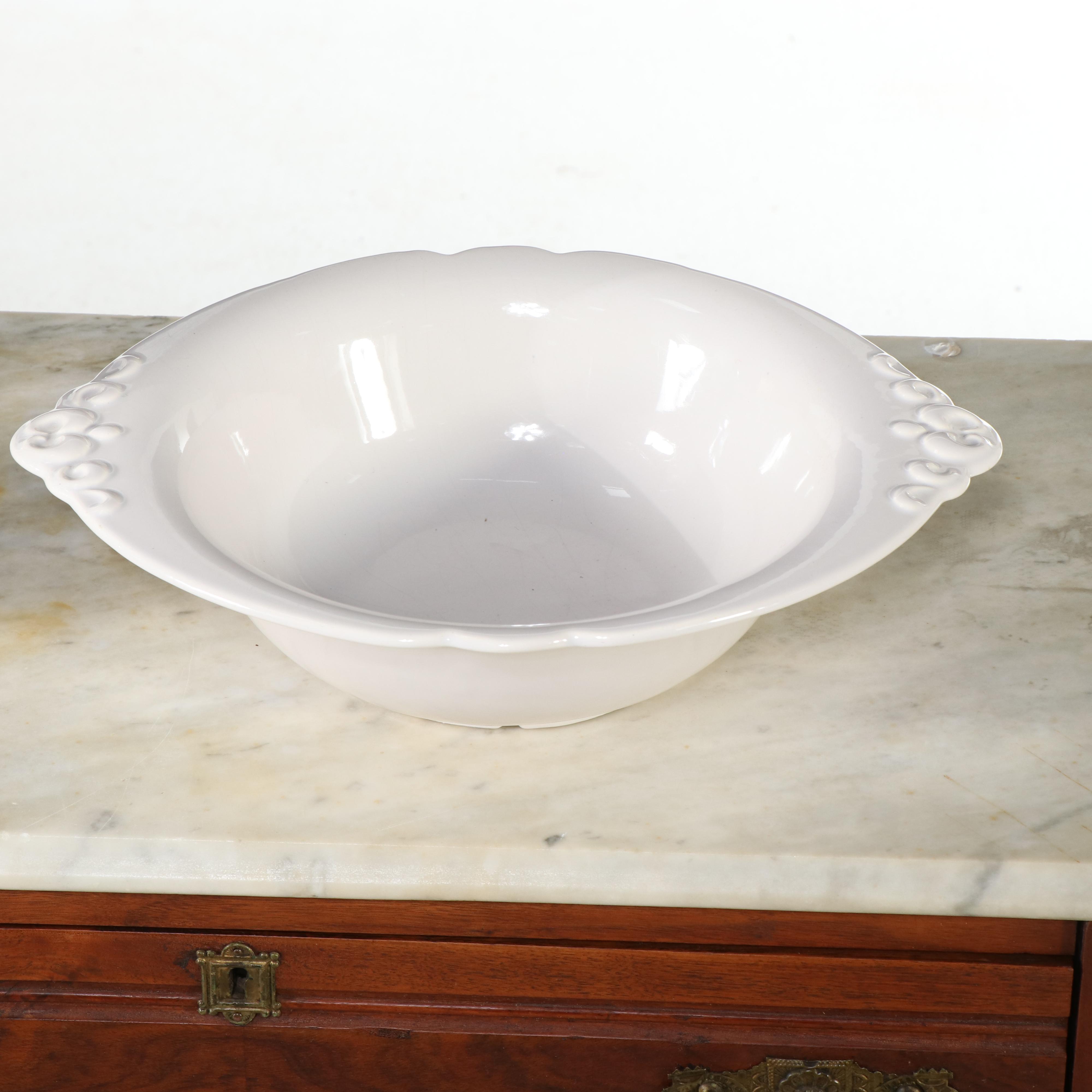 Victorian Marble Top Washstand with Haeger Ceramic Pitcher and Basin