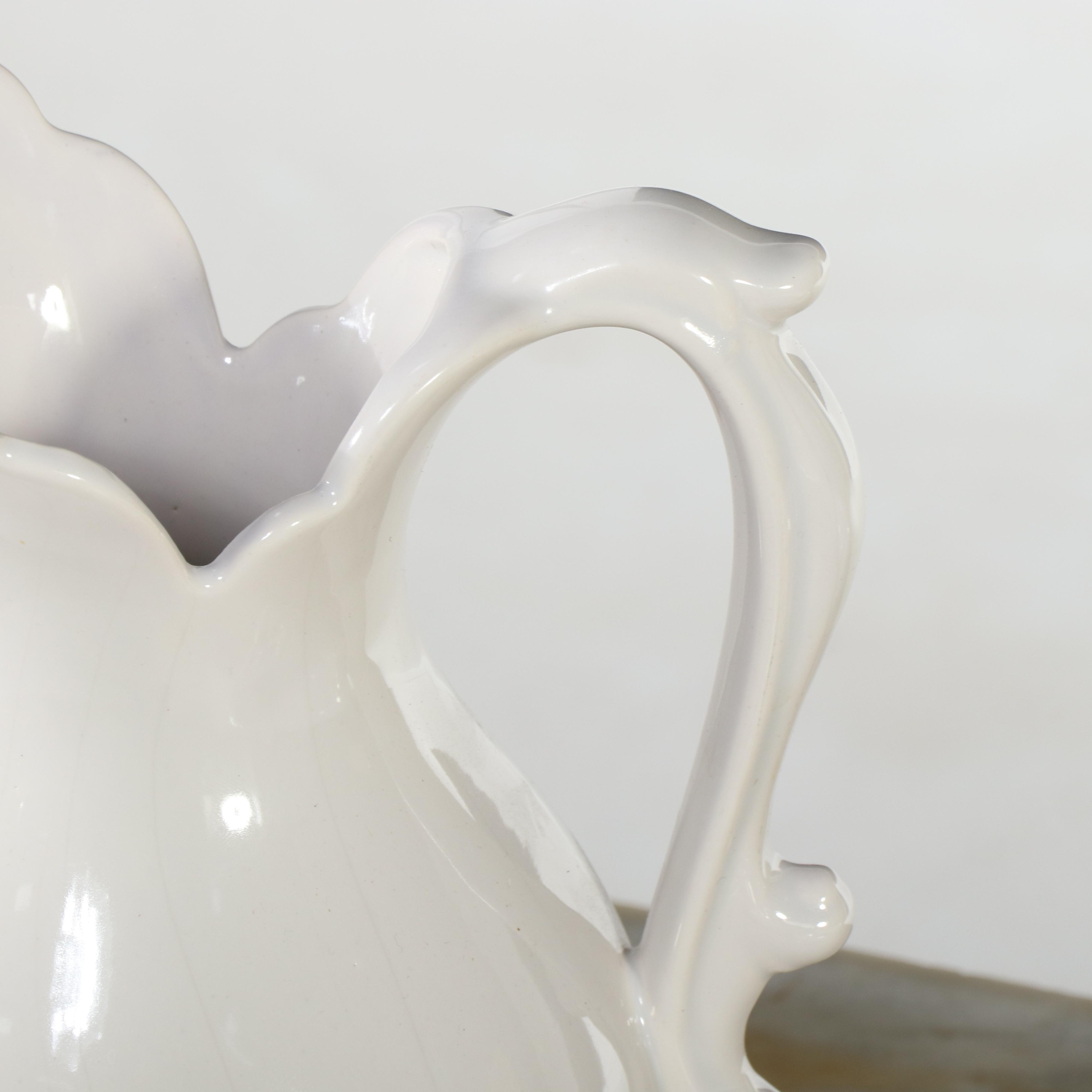 Victorian Marble Top Washstand with Haeger Ceramic Pitcher and Basin