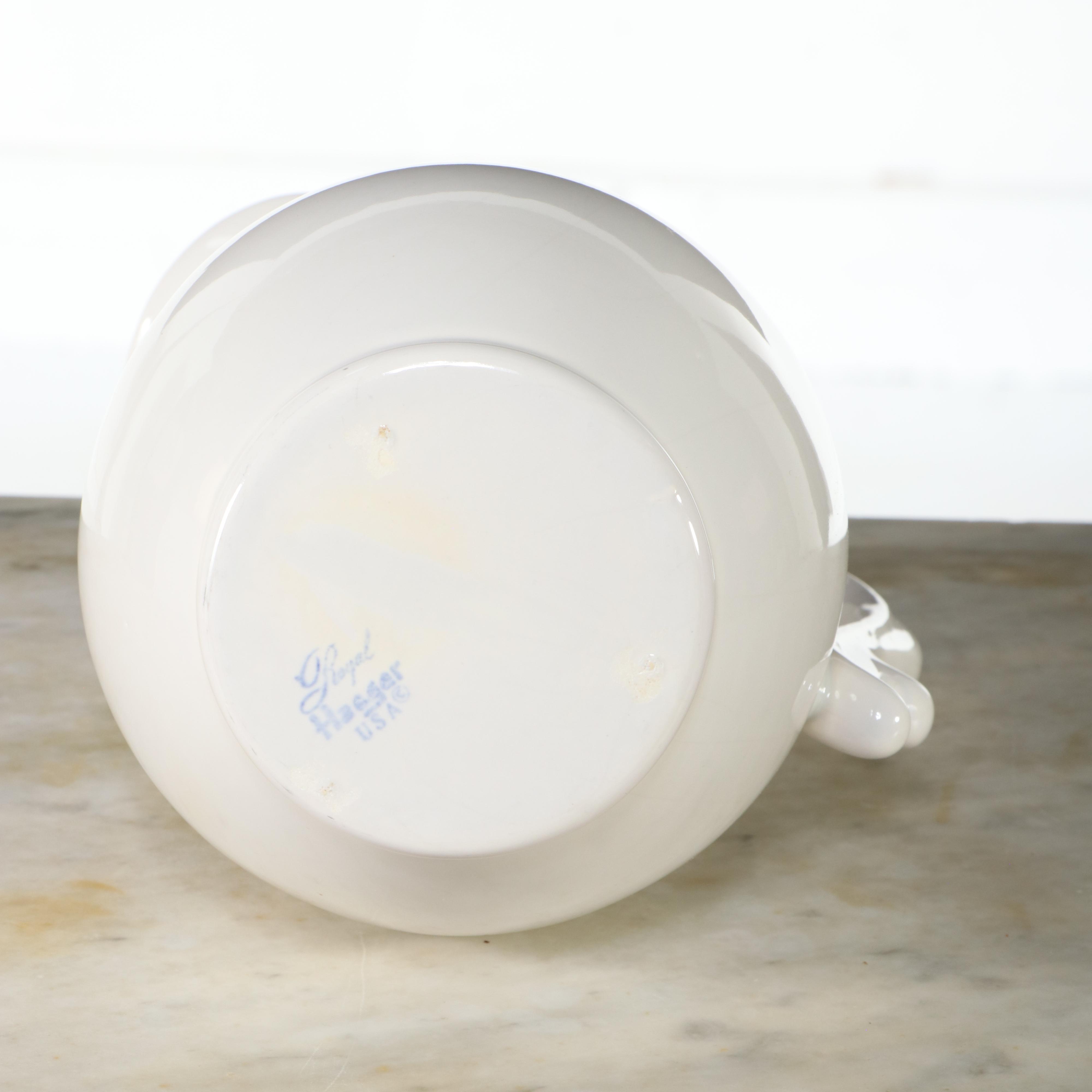 Victorian Marble Top Washstand with Haeger Ceramic Pitcher and Basin