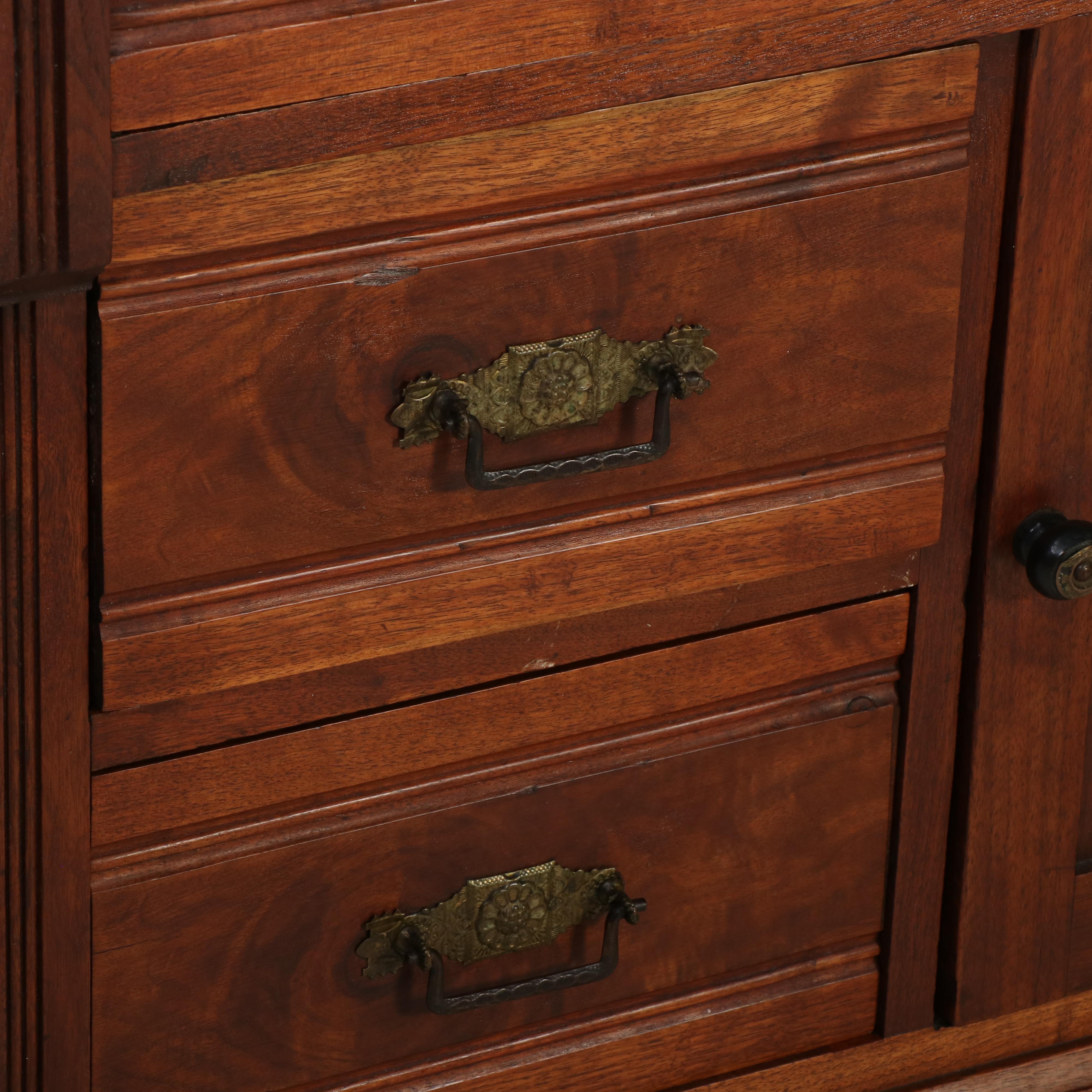 Victorian Marble Top Washstand with Haeger Ceramic Pitcher and Basin