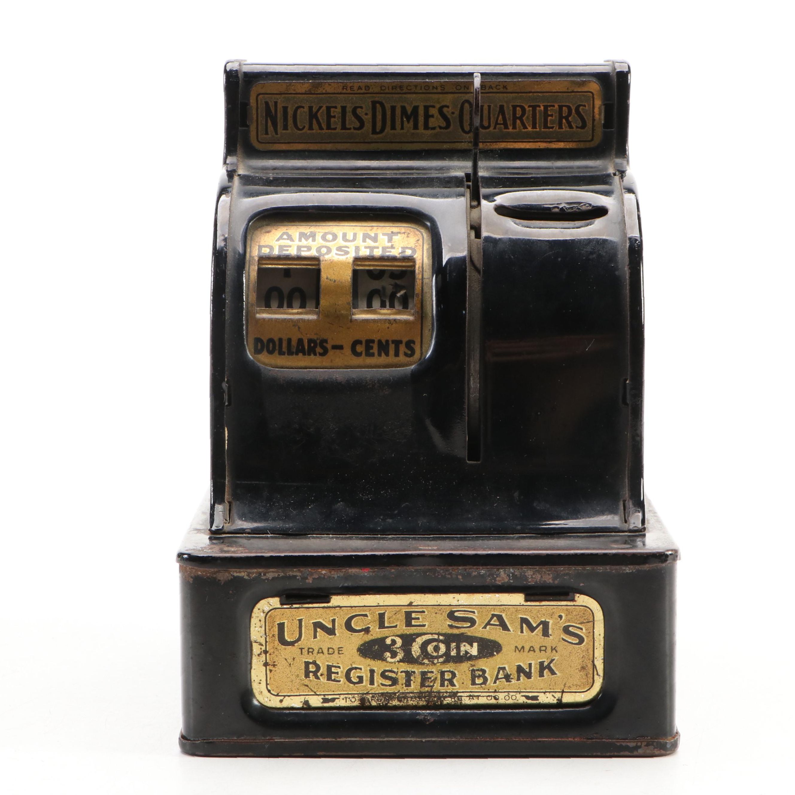 Durable Toy "Uncle Sam's Three Coin Cash Register" Still Bank