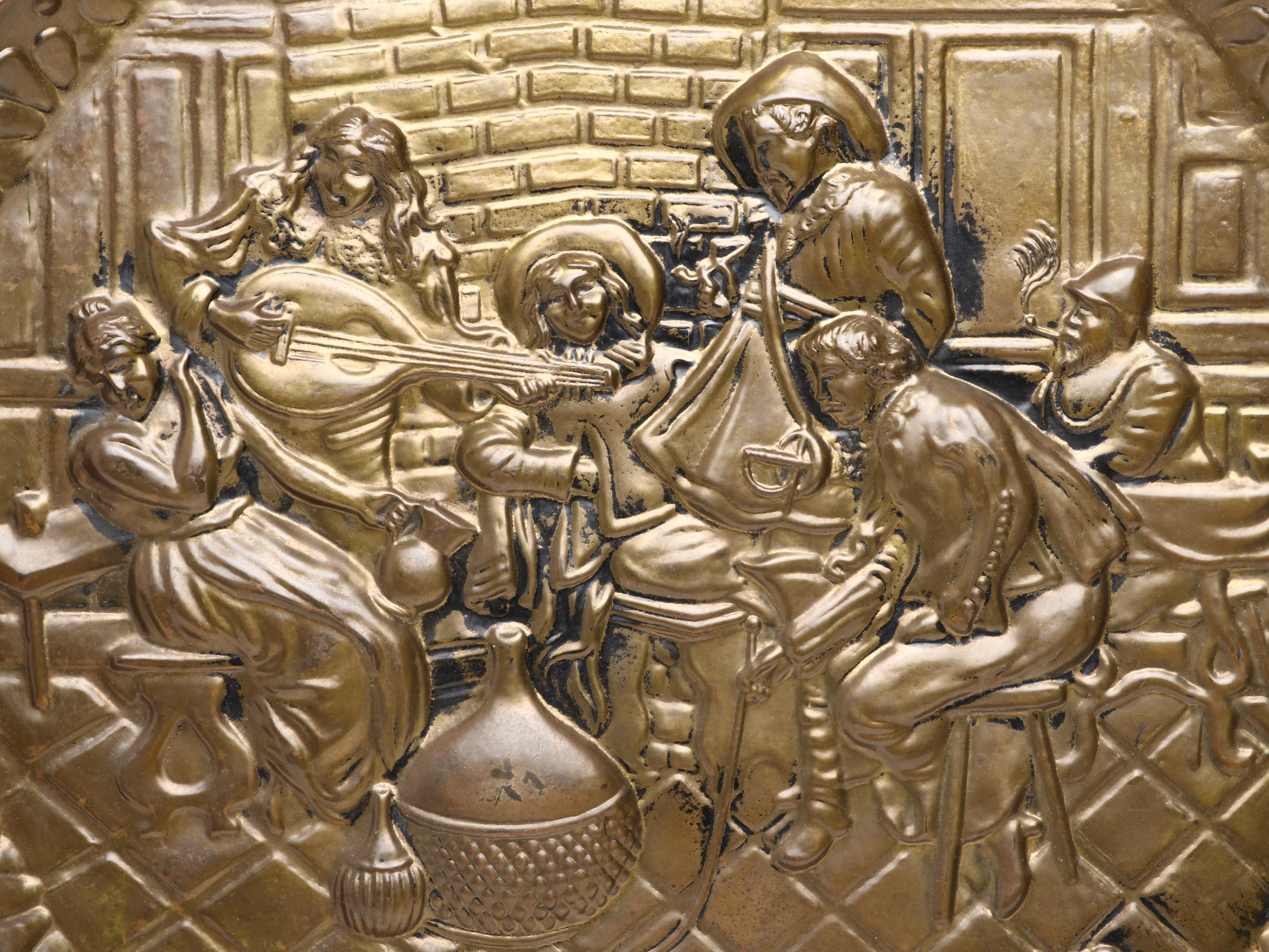 Lombard English Embossed Brass Tavern Scene Wall Hanging