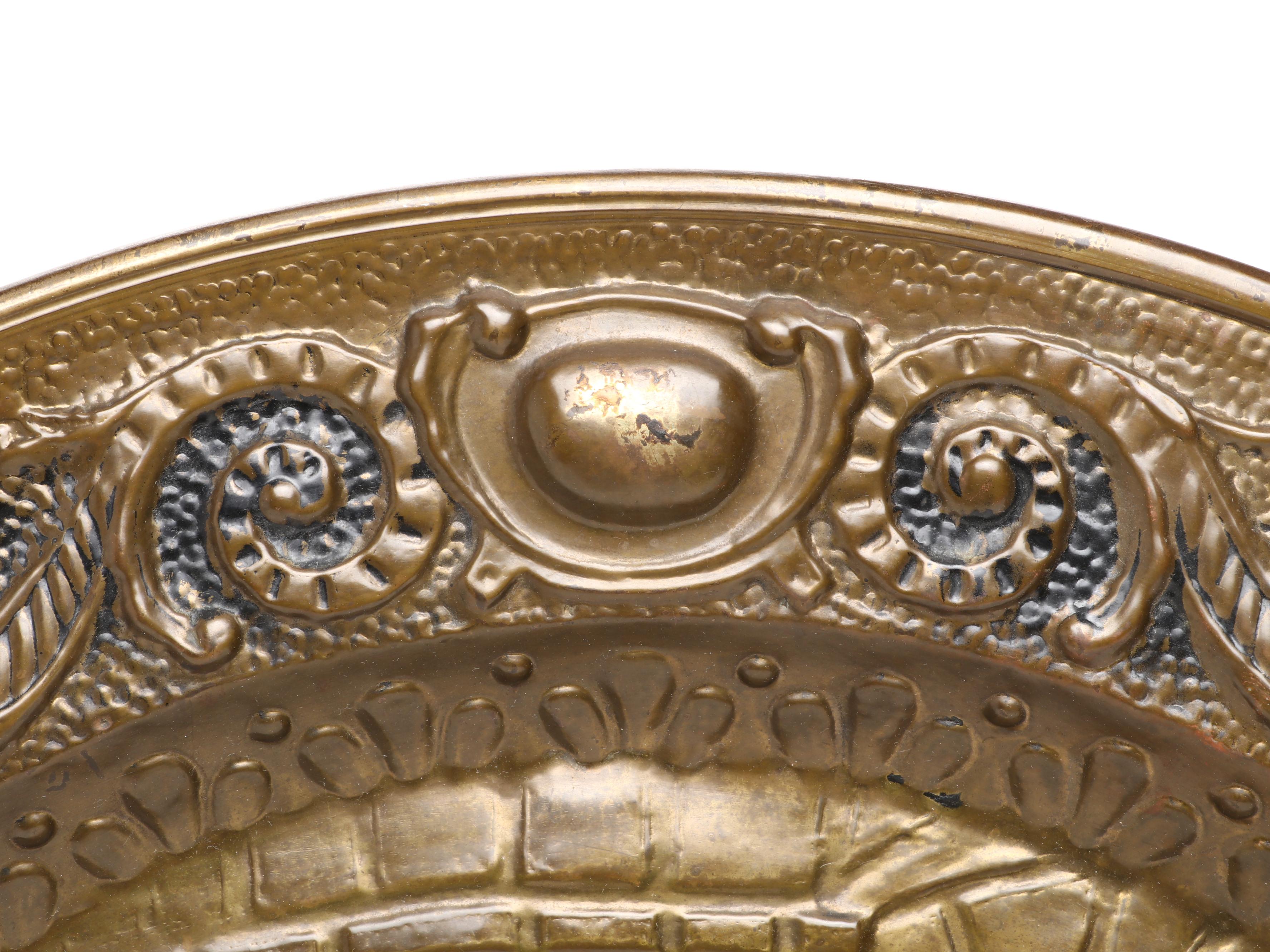 Lombard English Embossed Brass Tavern Scene Wall Hanging