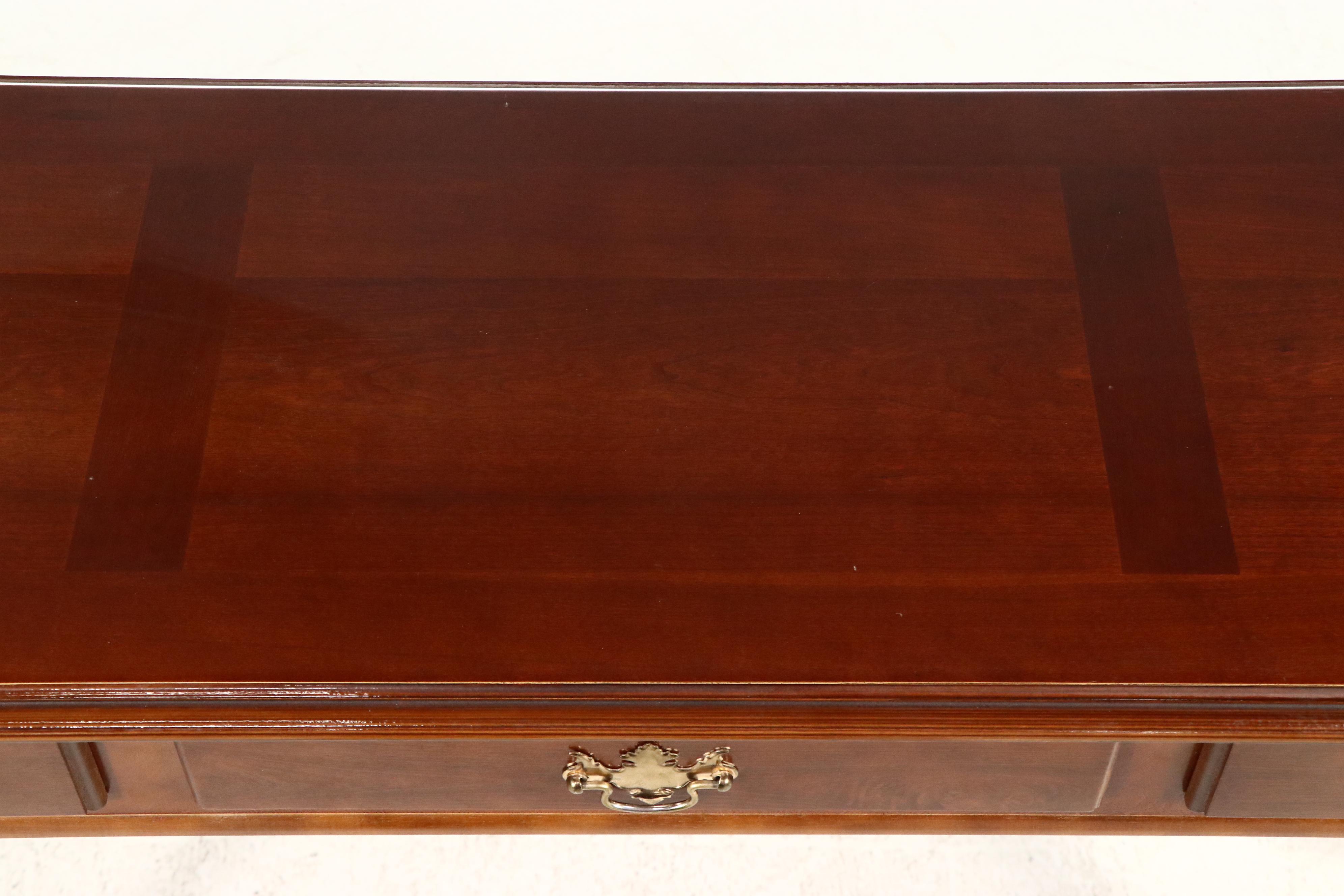 Queen Anne Style Cherrywood-Stained Three-Drawer Console Table