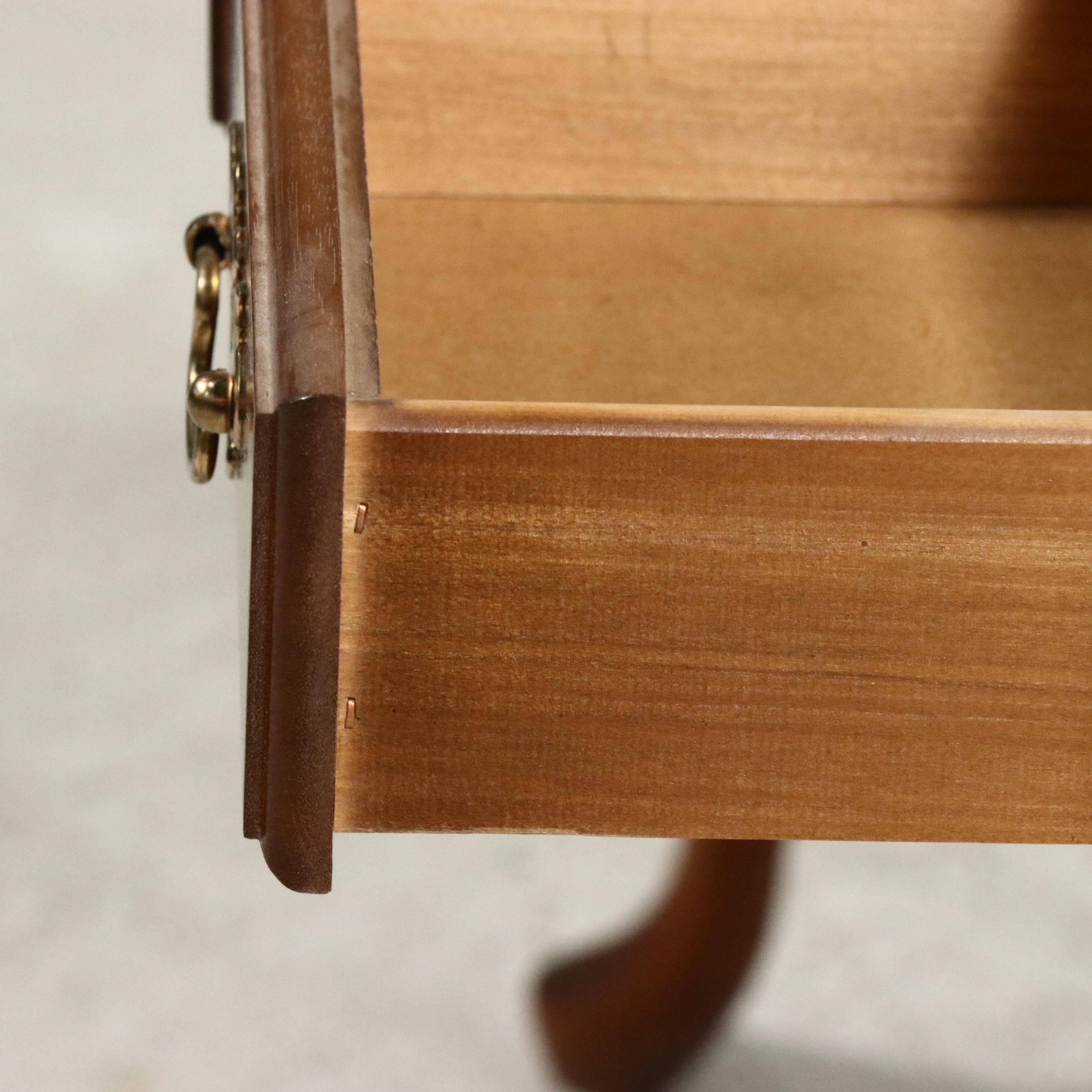 Queen Anne Style Cherrywood-Stained Three-Drawer Console Table