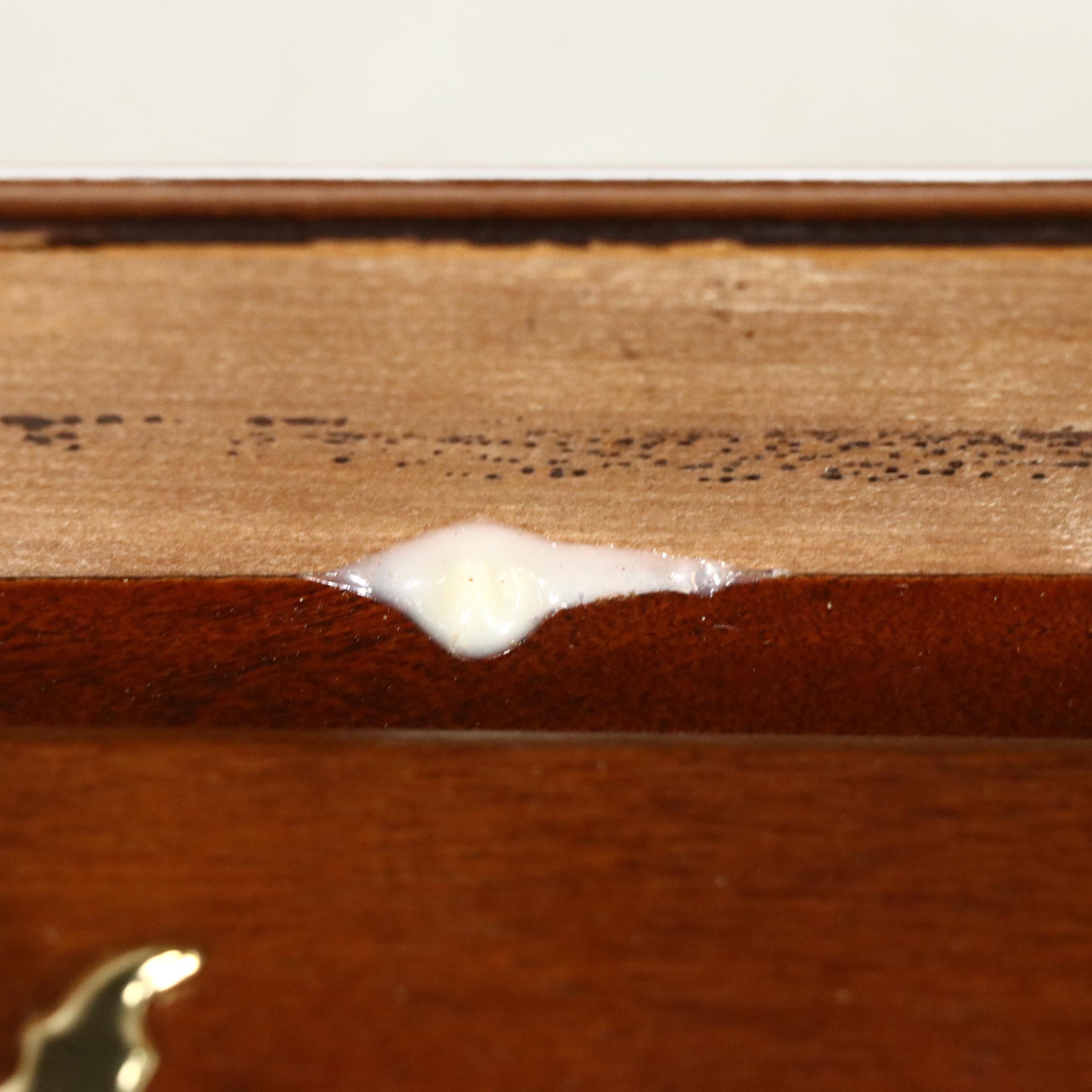 Queen Anne Style Cherrywood-Stained Three-Drawer Console Table