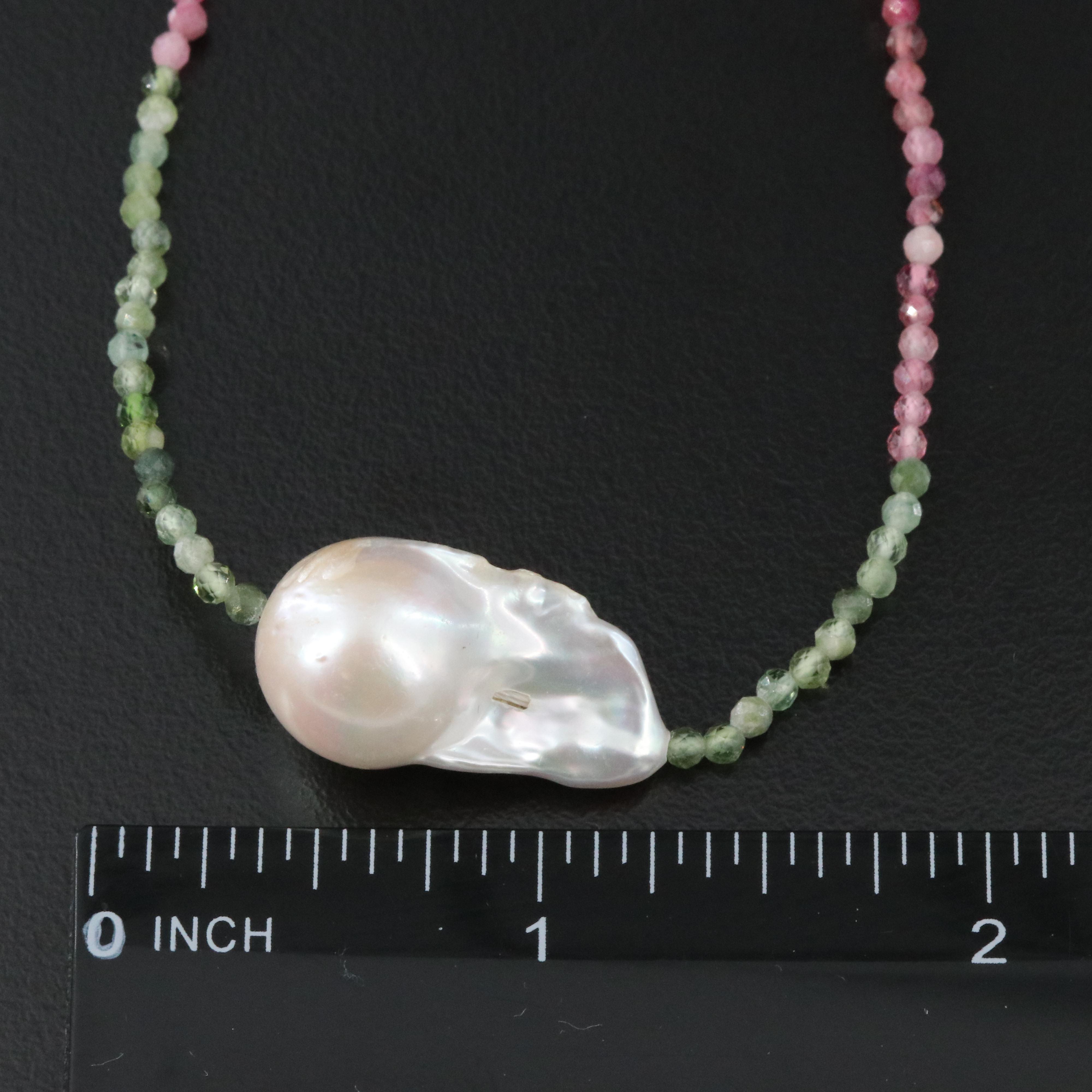 Pearl and Tourmaline Necklace with Sterling Clasp