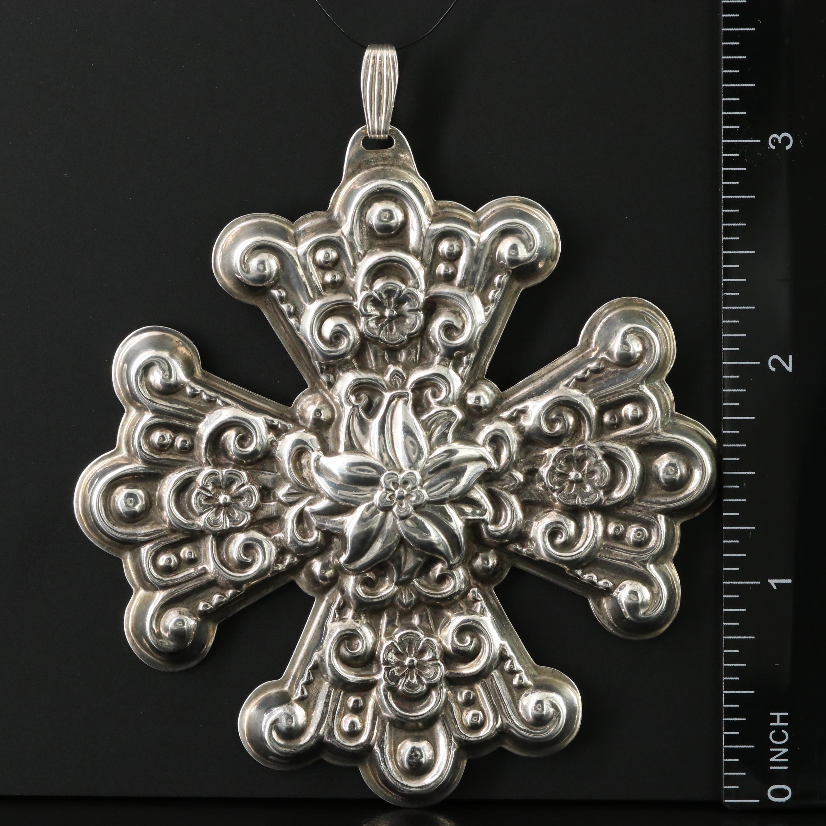 Reed & Barton Sterling Silver Christmas Cross Ornament, 1974