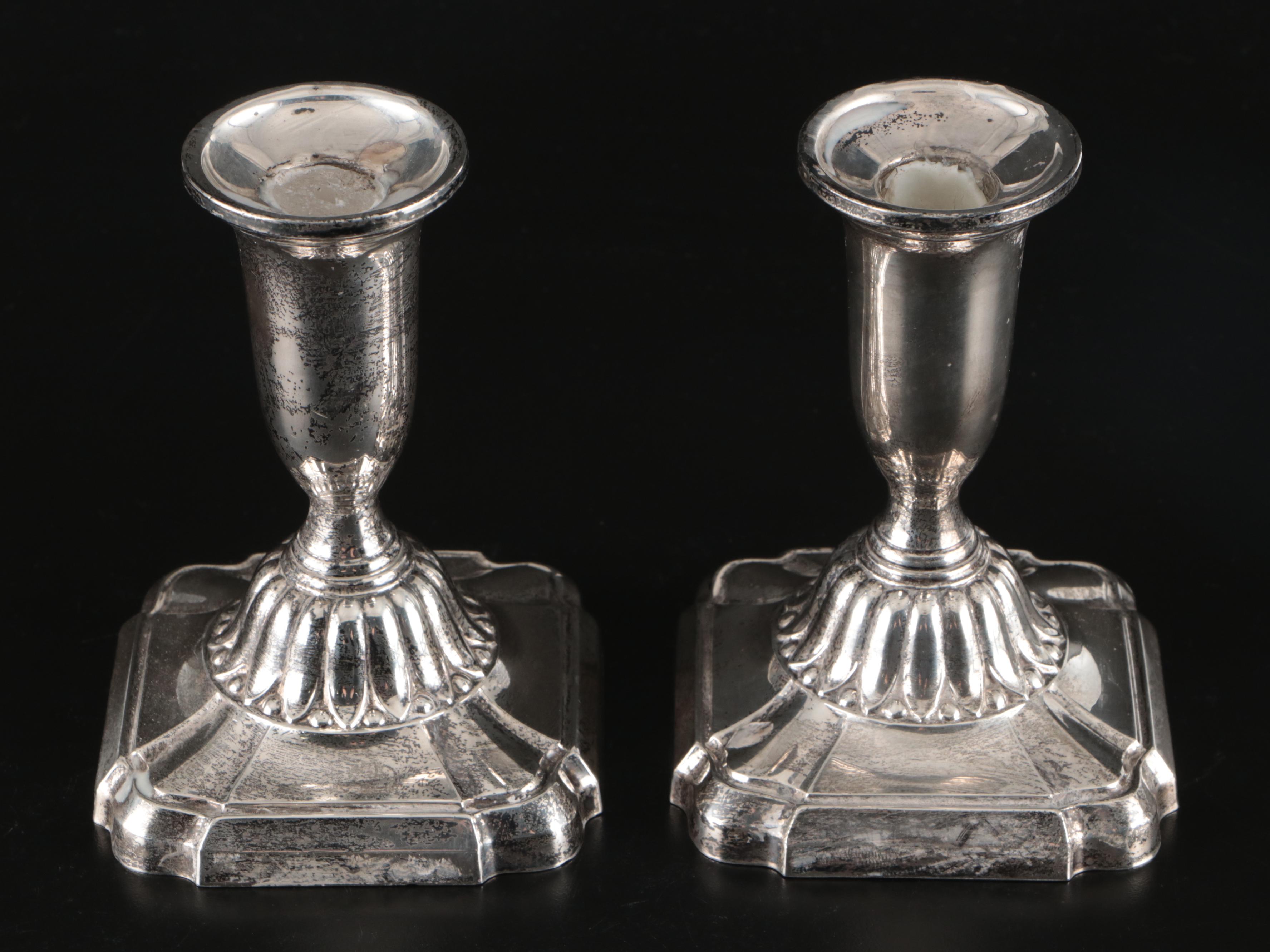 Towle Sterling Candle Holders, Empire Sterling Shakers, and Sterling Vanity Jar