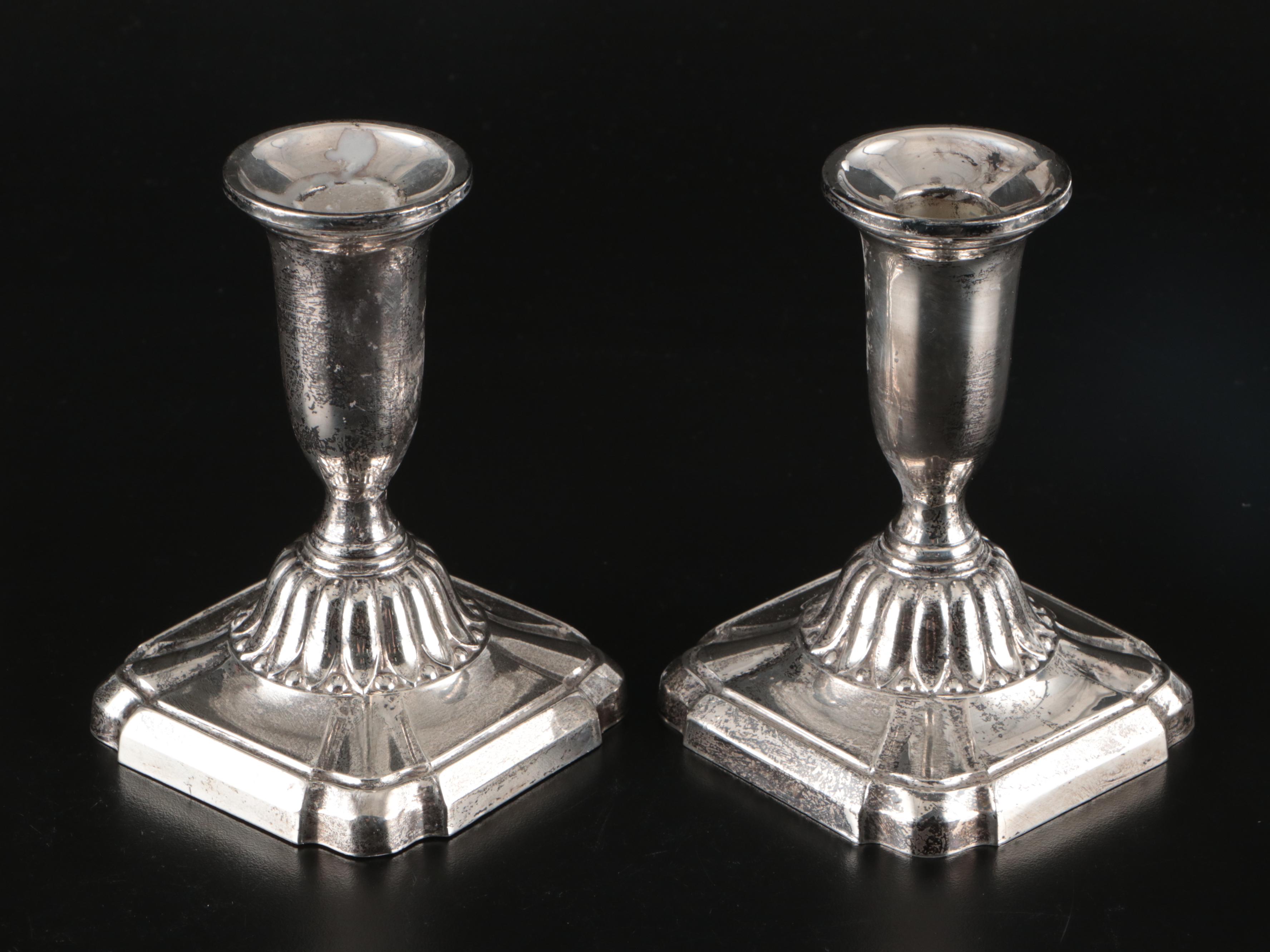 Towle Sterling Candle Holders, Empire Sterling Shakers, and Sterling Vanity Jar