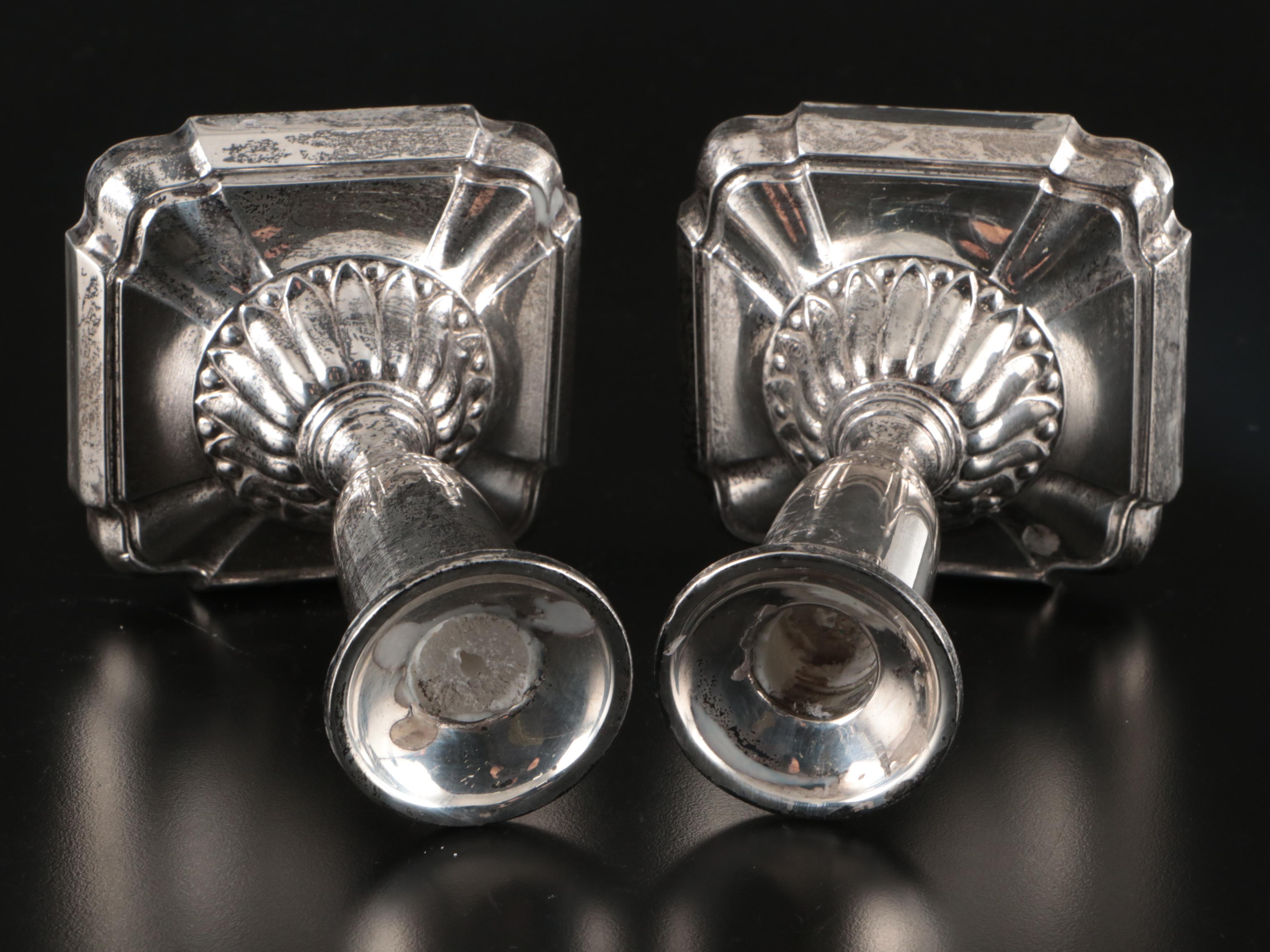 Towle Sterling Candle Holders, Empire Sterling Shakers, and Sterling Vanity Jar