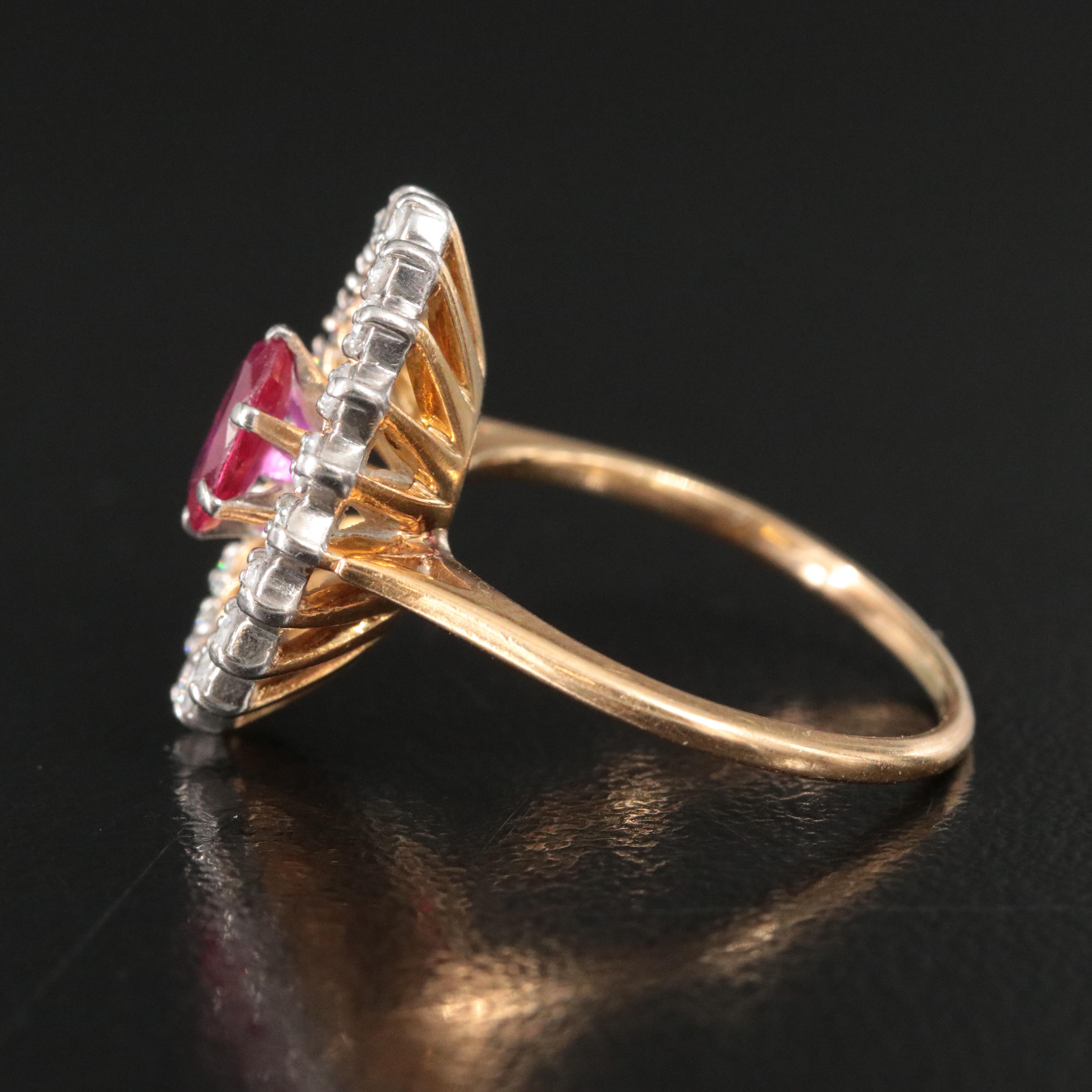 Vintage 18K Ruby and Diamond Shadowbox Ring