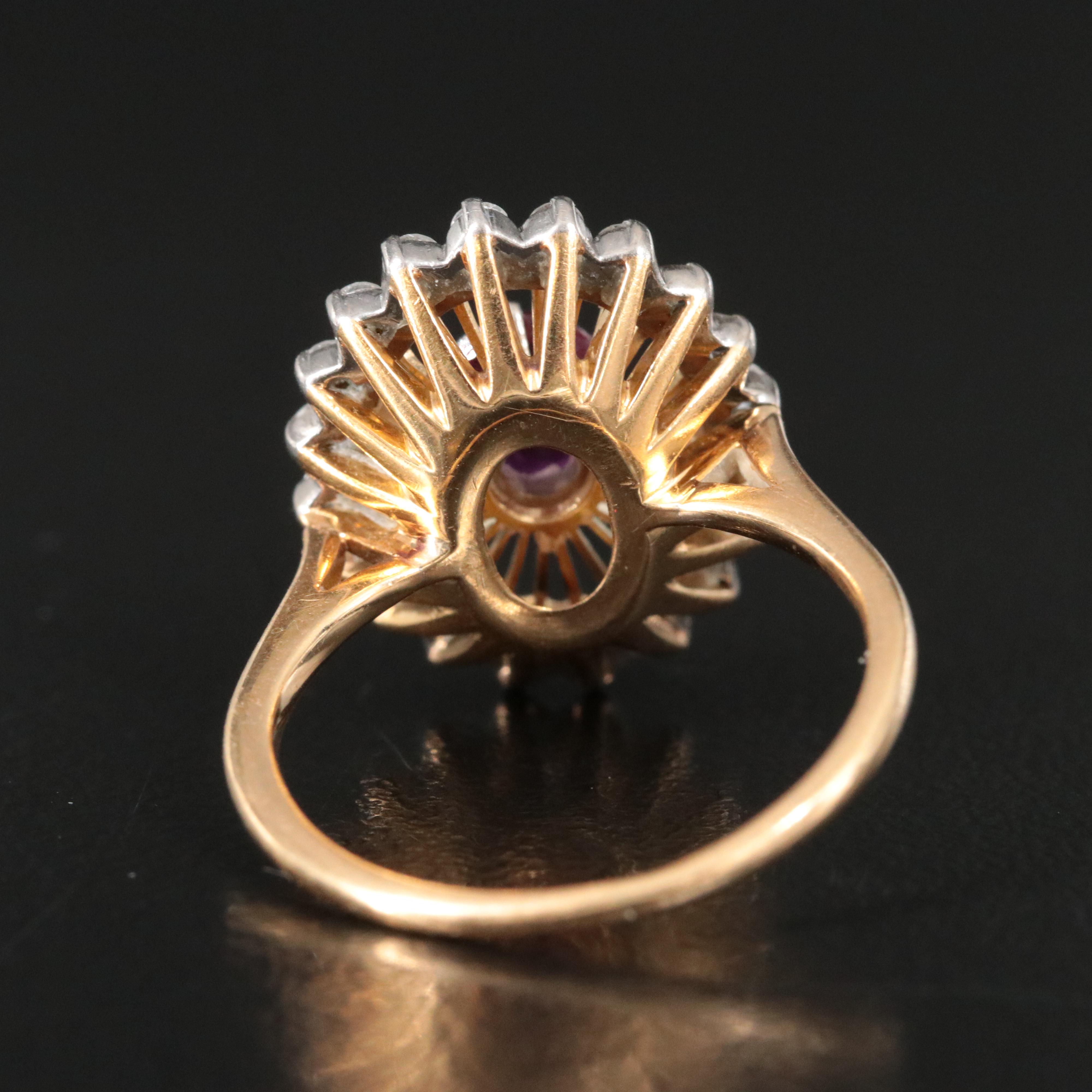 Vintage 18K Ruby and Diamond Shadowbox Ring