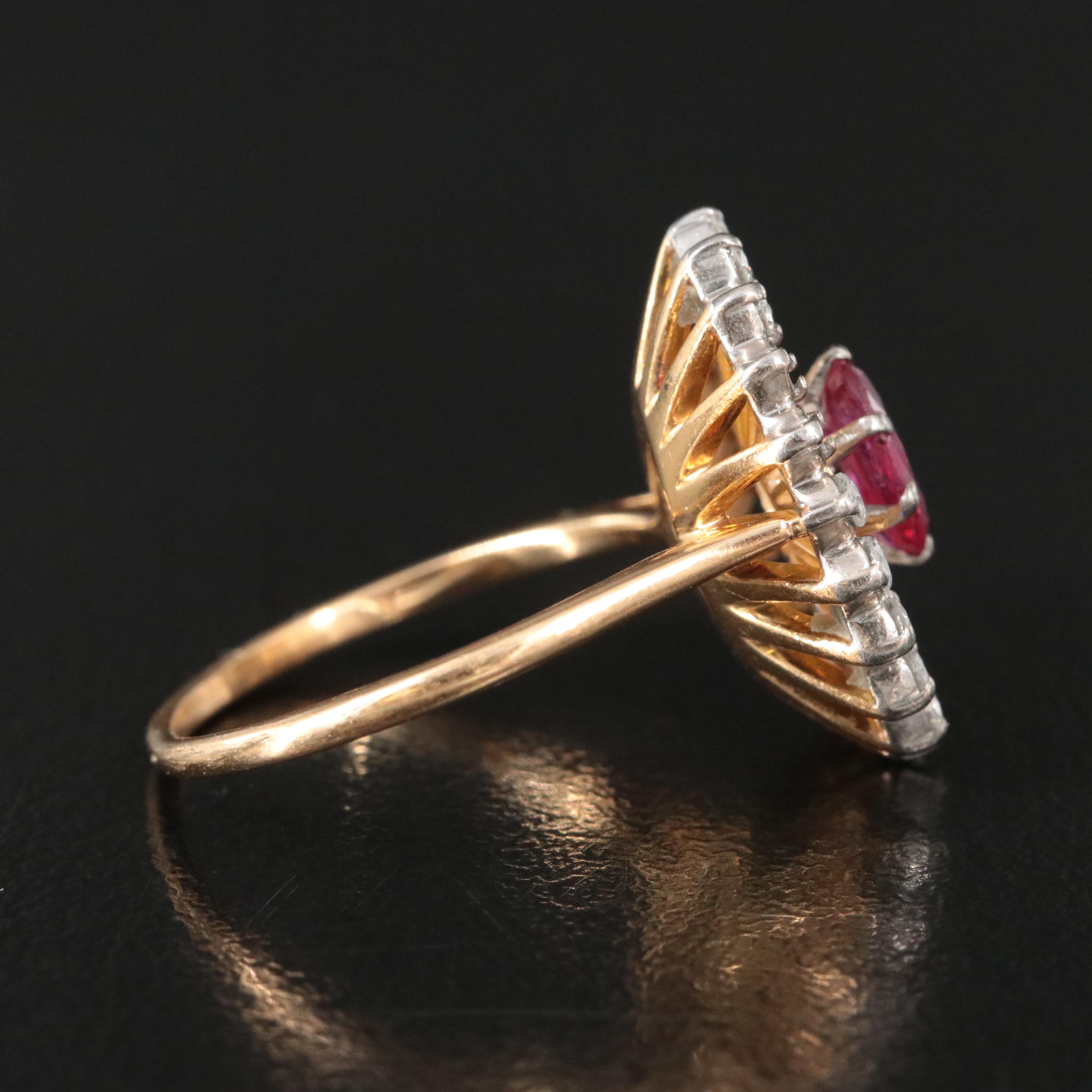 Vintage 18K Ruby and Diamond Shadowbox Ring