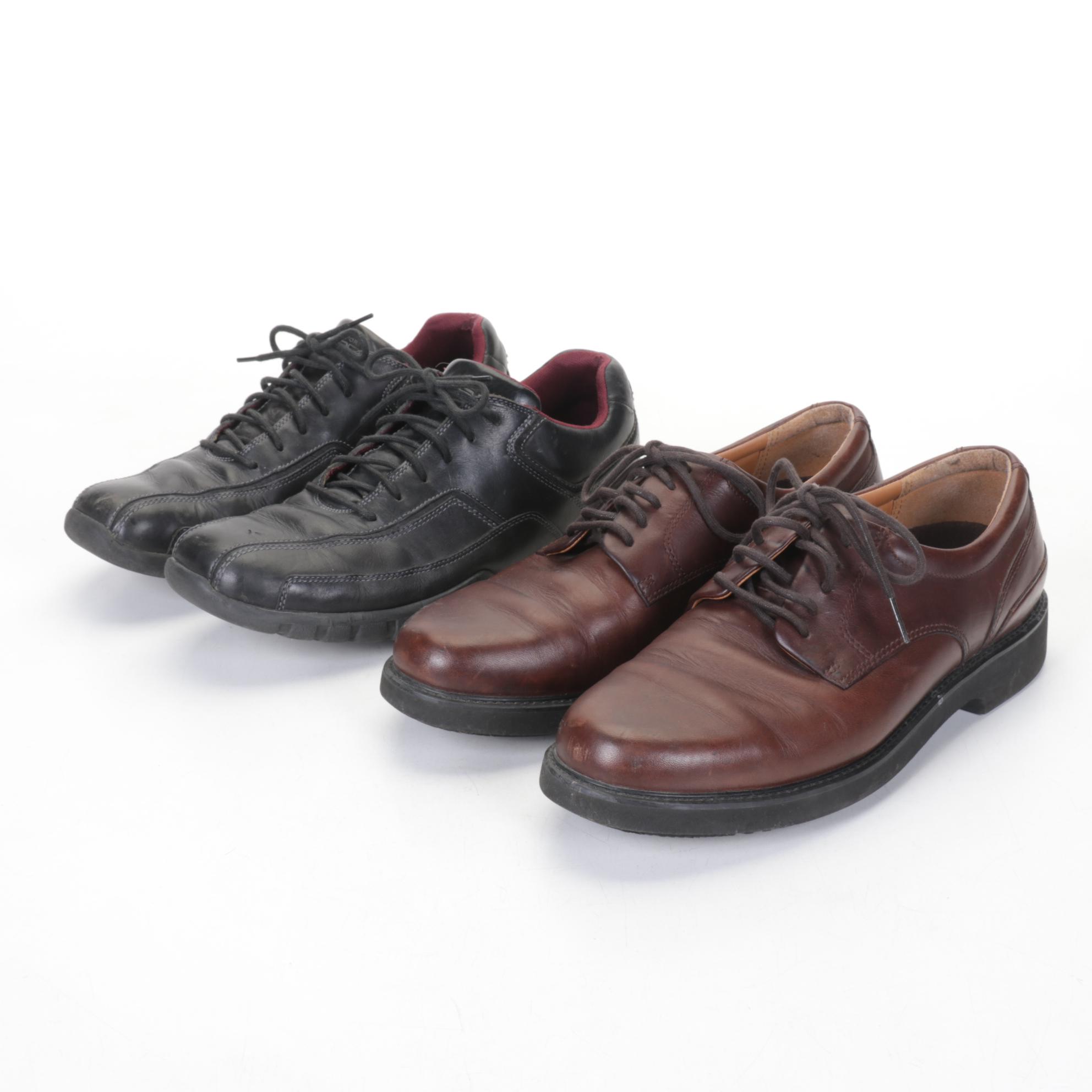 Men's Rockport XCS Black Leather Casual Lace-Ups & Brown Leather Dress Shoes, 10