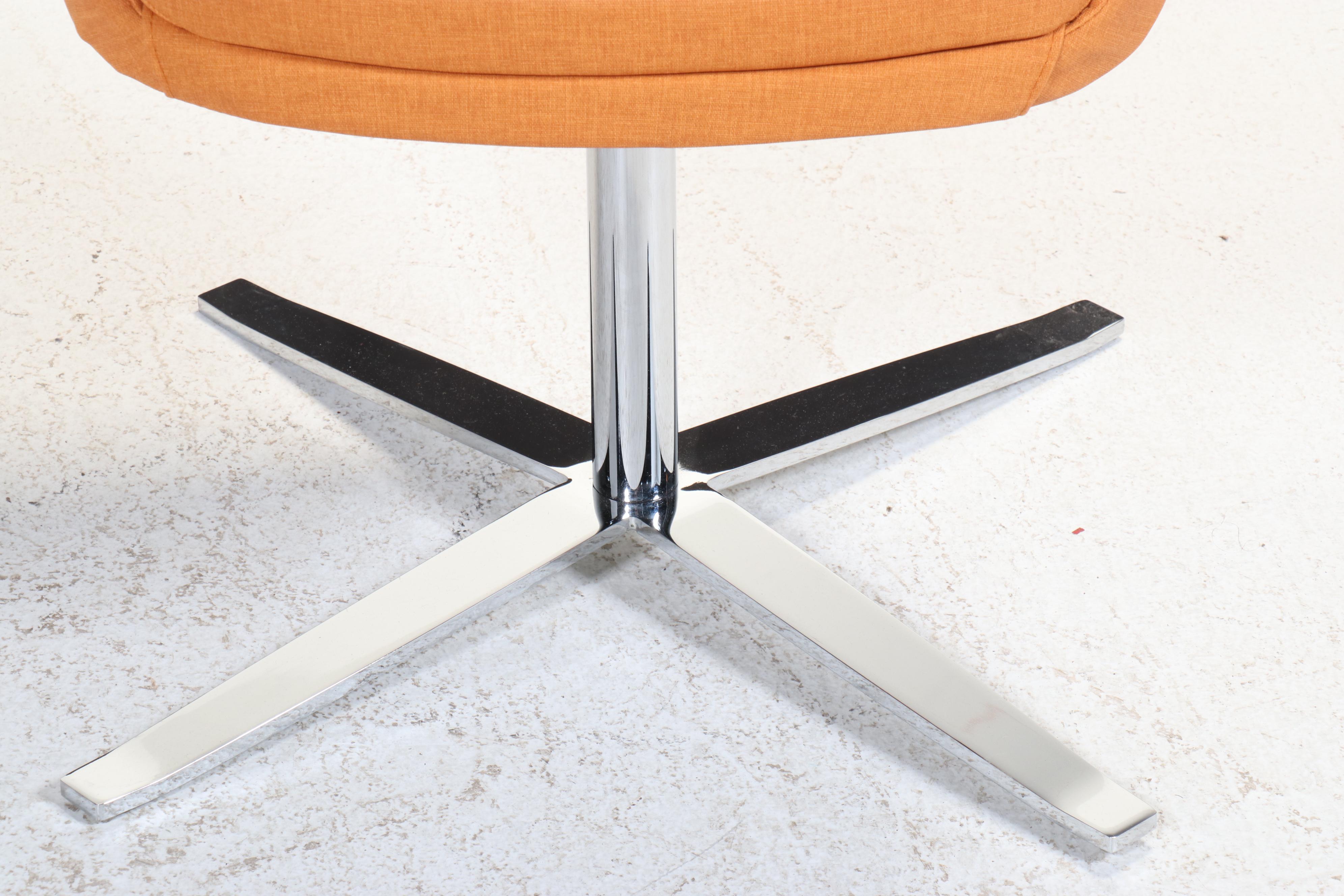 Six Global Upholstery Co. "Drift" Mid Century Modern Style Swivel Side Chairs