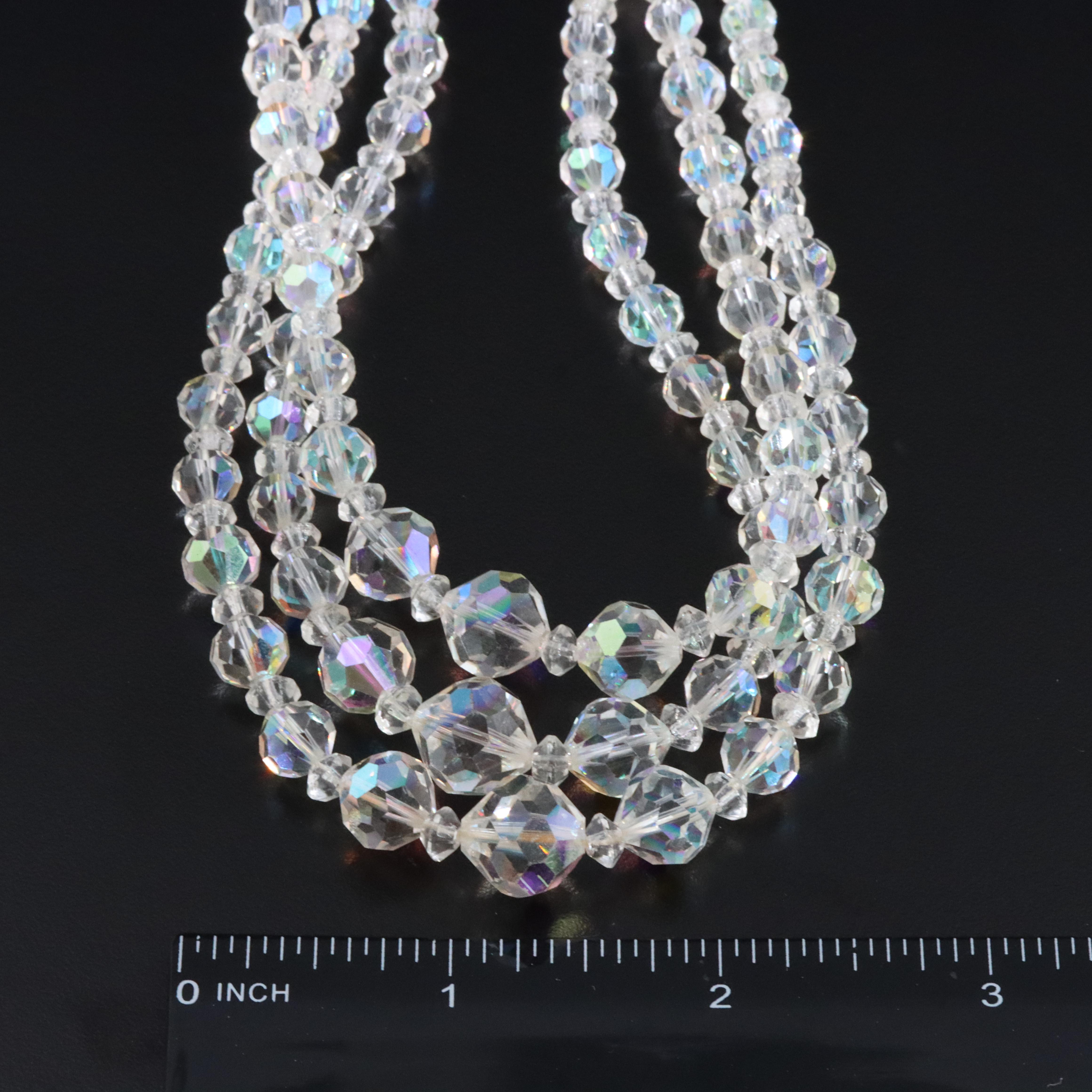 Vintage Aurora Borealis Crystal Necklace and Bracelet