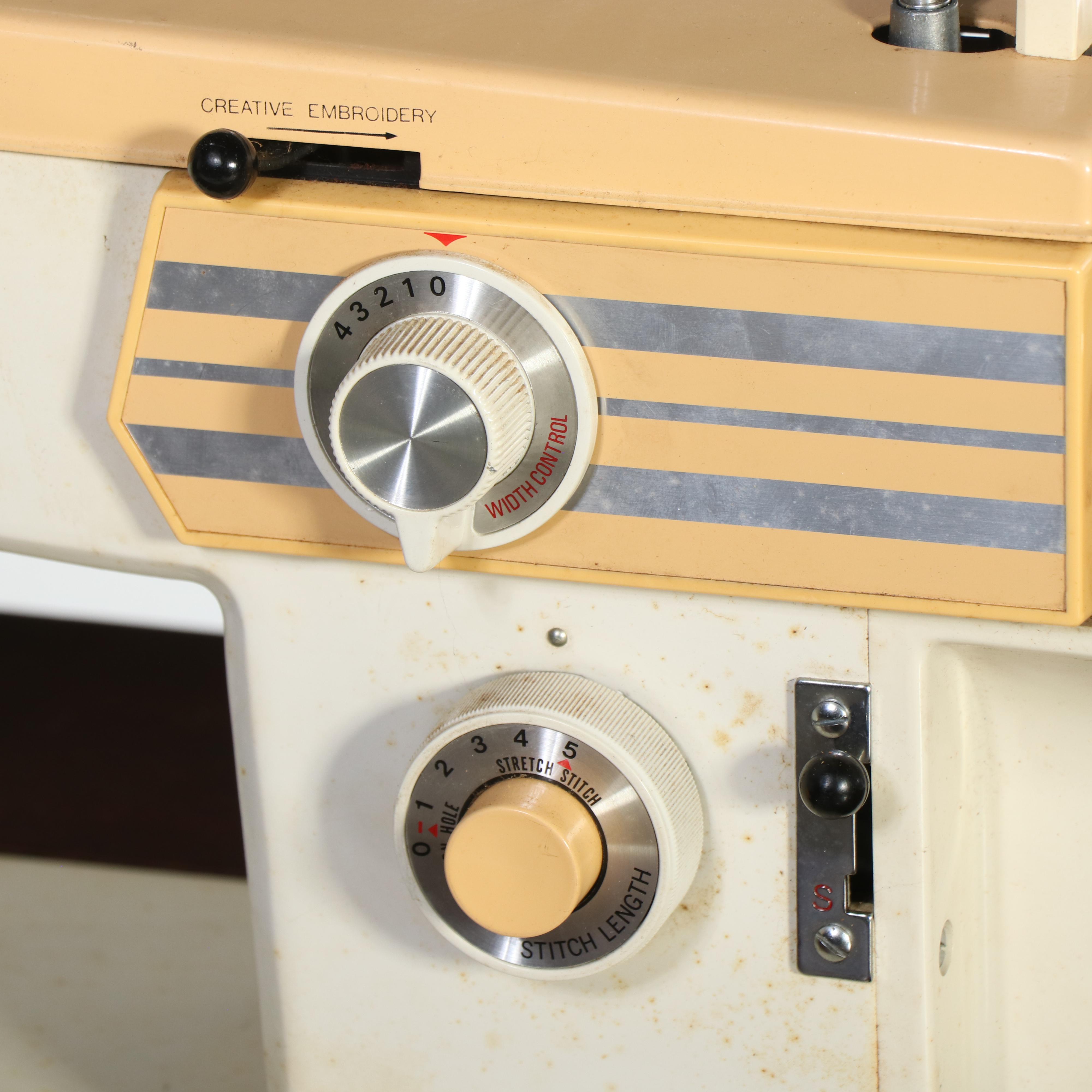 White Model 933 Sewing Machine Cabinet with Dresser Mirror, Mid-20th Century