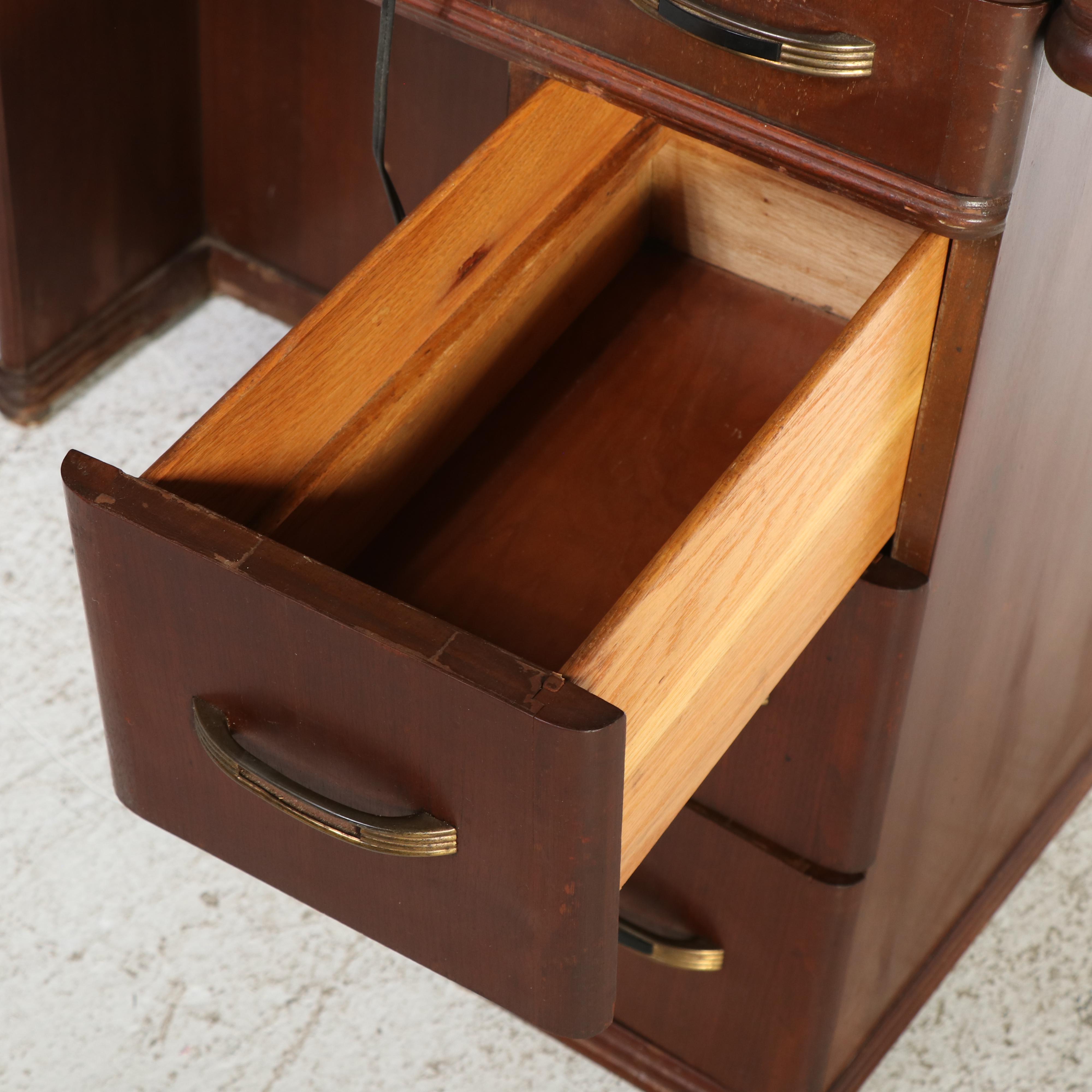 White Model 933 Sewing Machine Cabinet with Dresser Mirror, Mid-20th Century