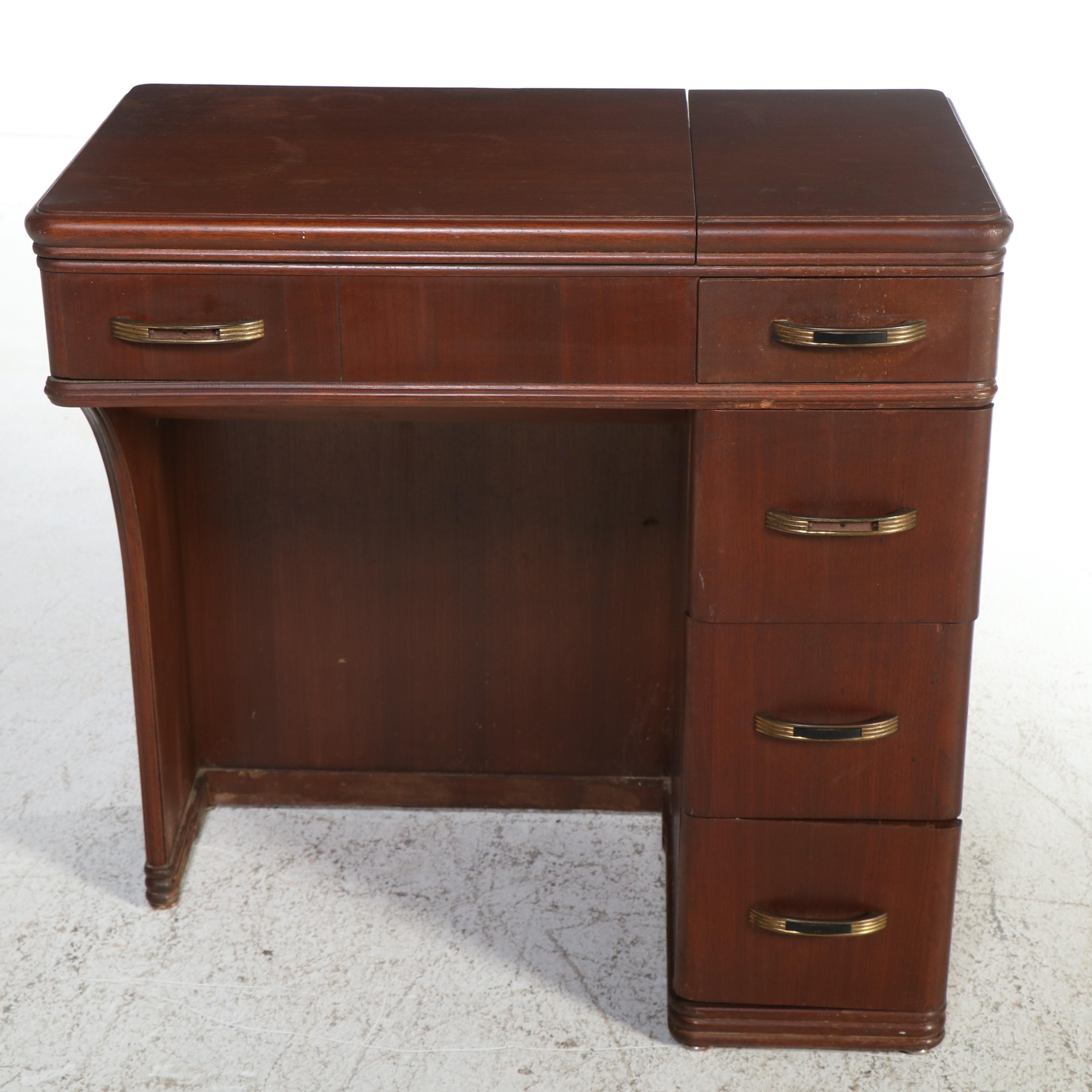 White Model 933 Sewing Machine Cabinet with Dresser Mirror, Mid-20th Century