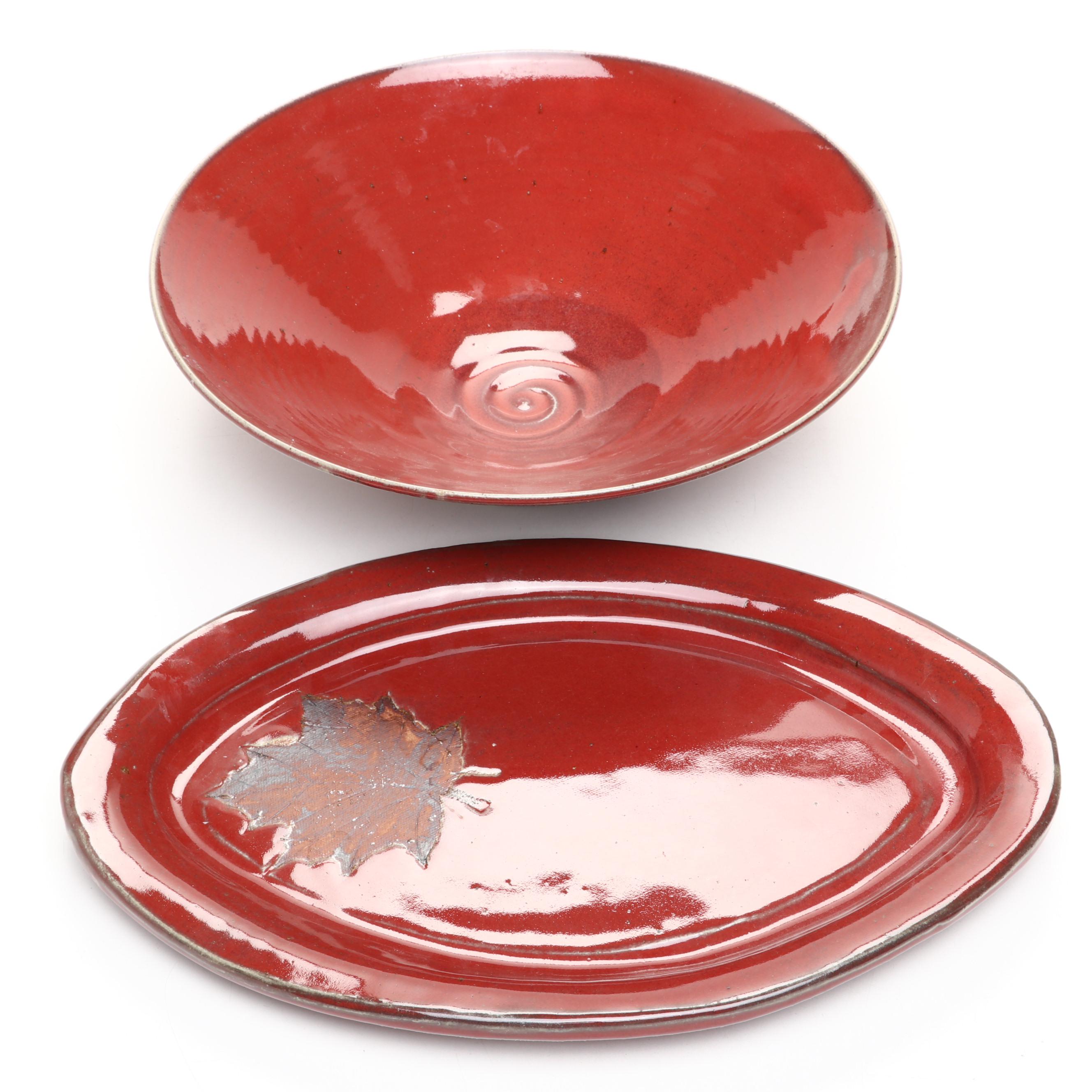 Artisan Signed Platter and Bowl