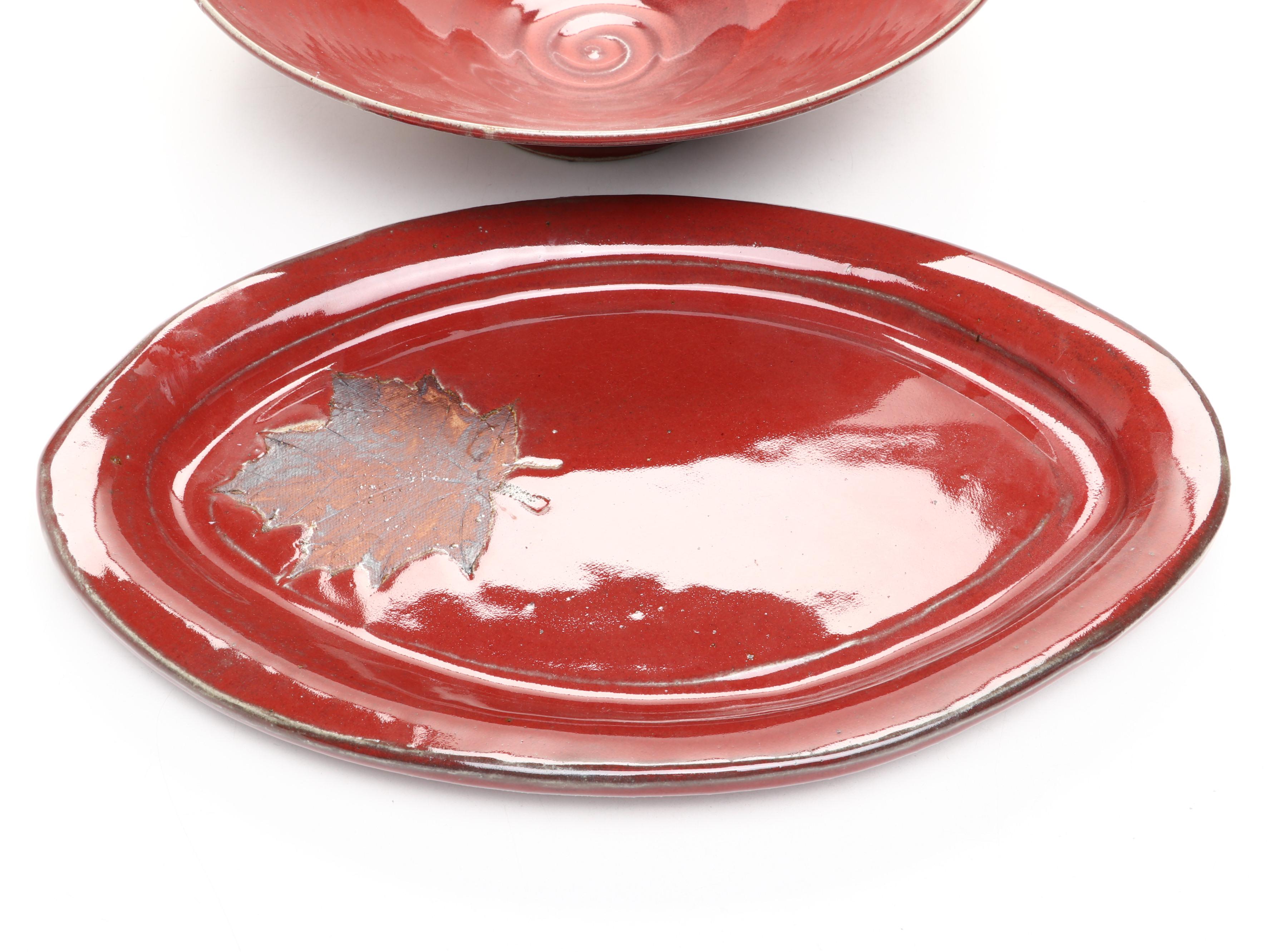 Artisan Signed Platter and Bowl