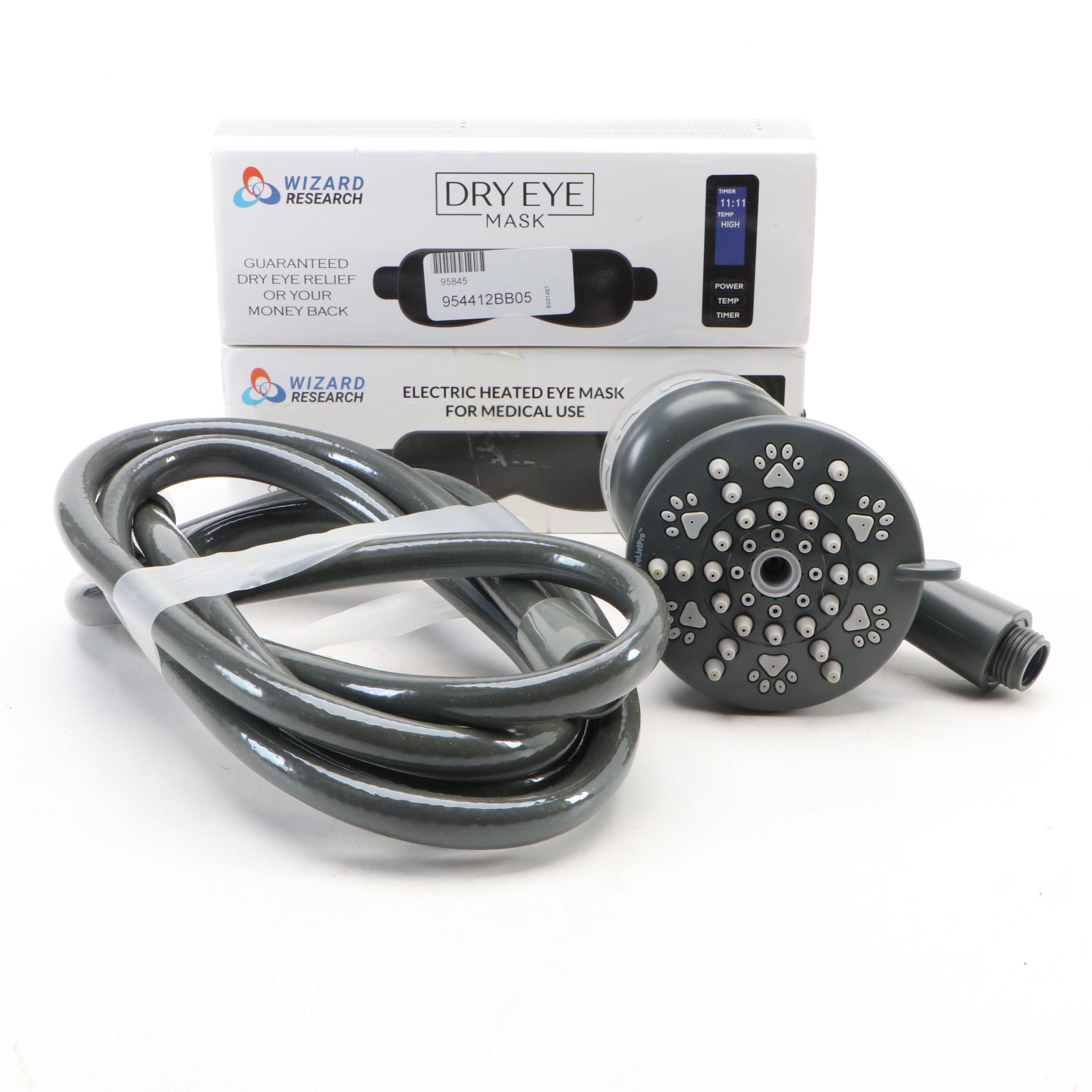 PawSpa Pet Shower Extension Head and Two Wizard Research Dry Eye Masks