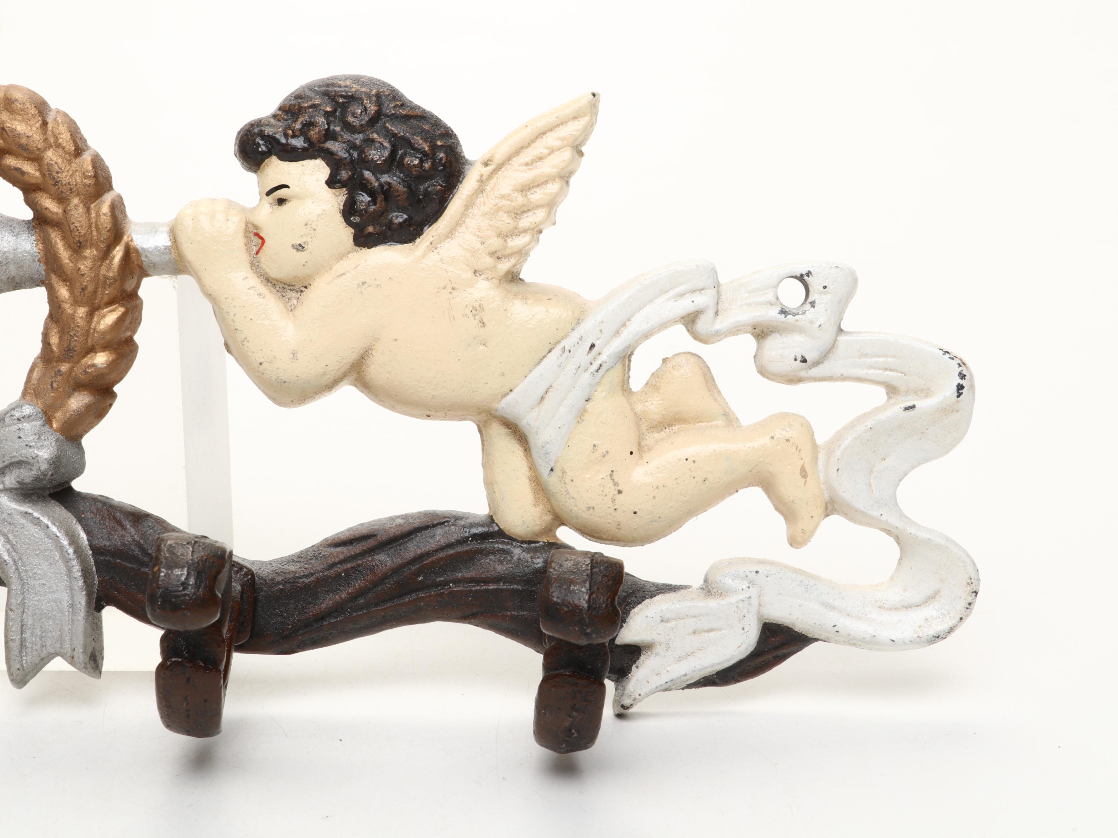 Painted Cast Metal Cherub Wall Hook
