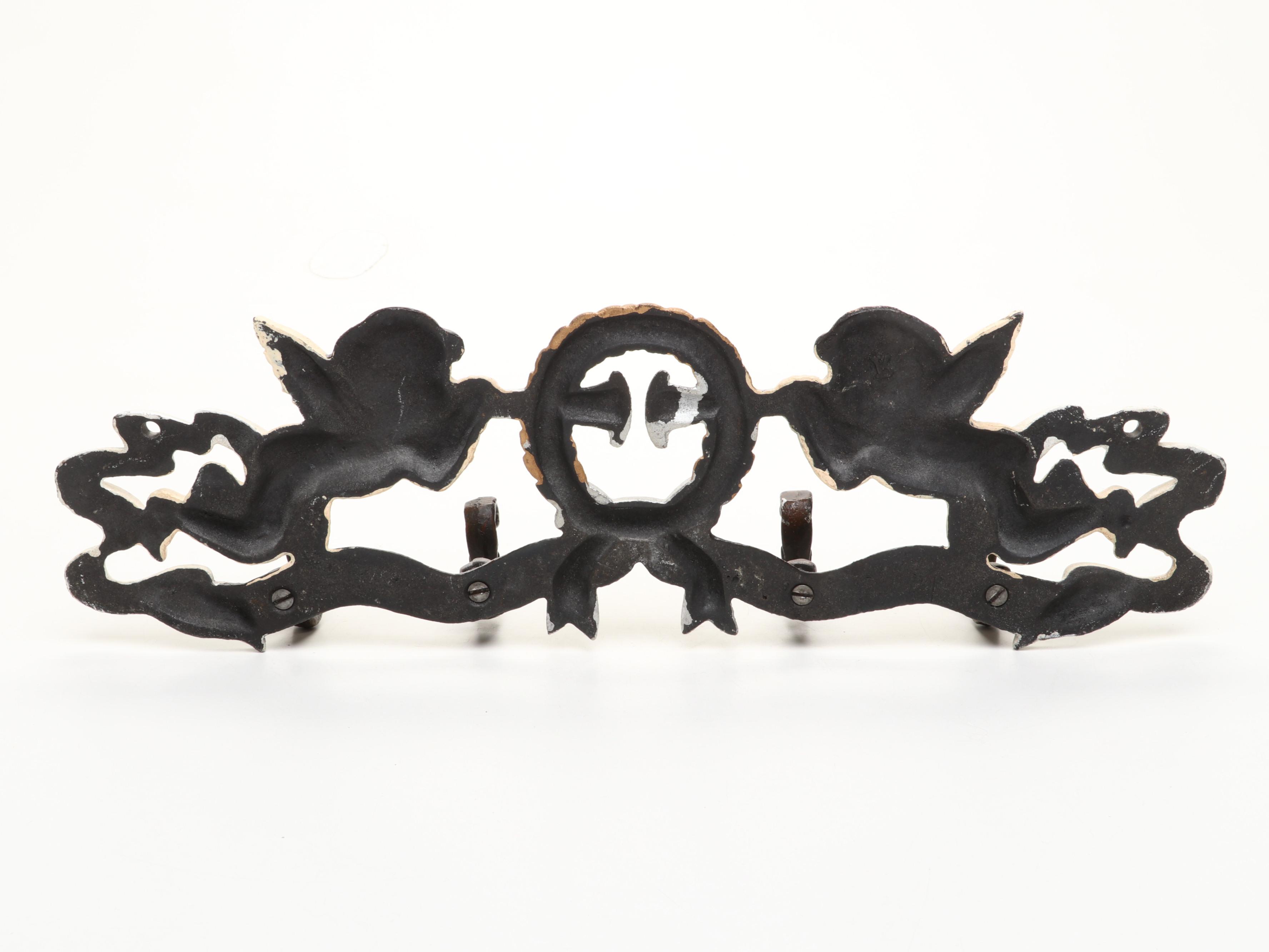 Painted Cast Metal Cherub Wall Hook