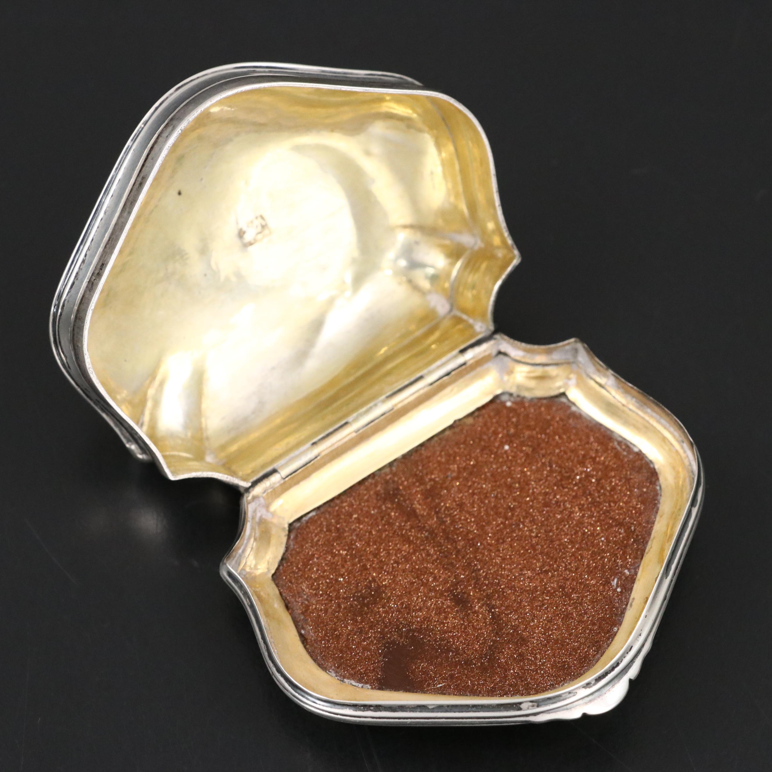 European Goldstone and 800 Silver Snuff Box, 19th Century