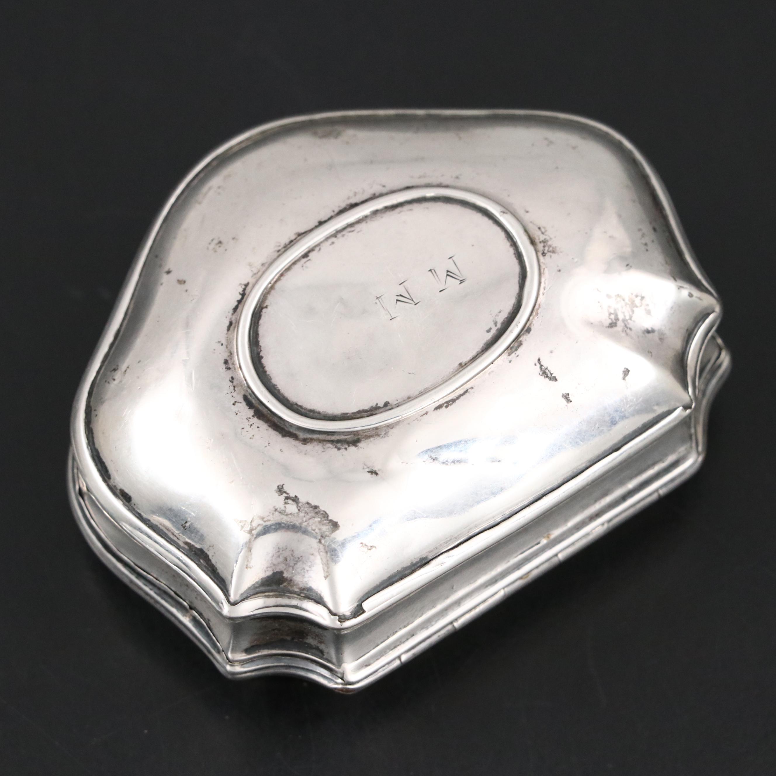 European Goldstone and 800 Silver Snuff Box, 19th Century