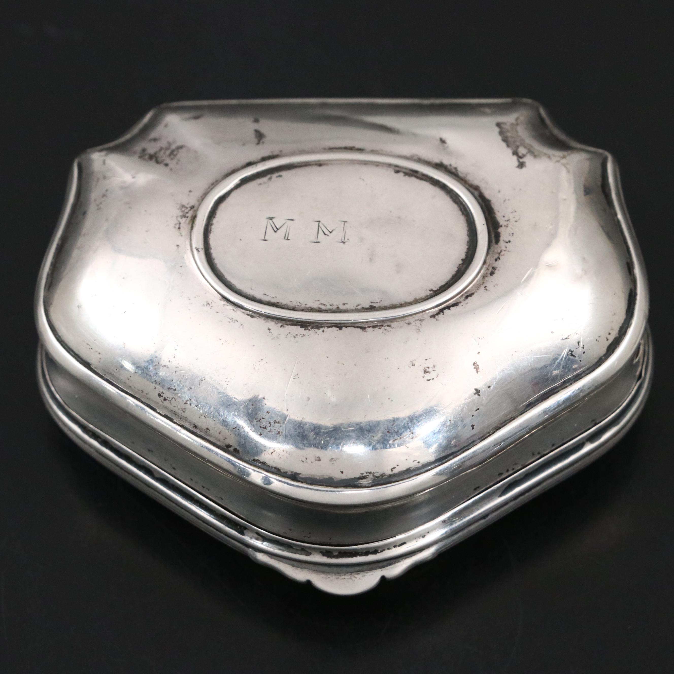 European Goldstone and 800 Silver Snuff Box, 19th Century