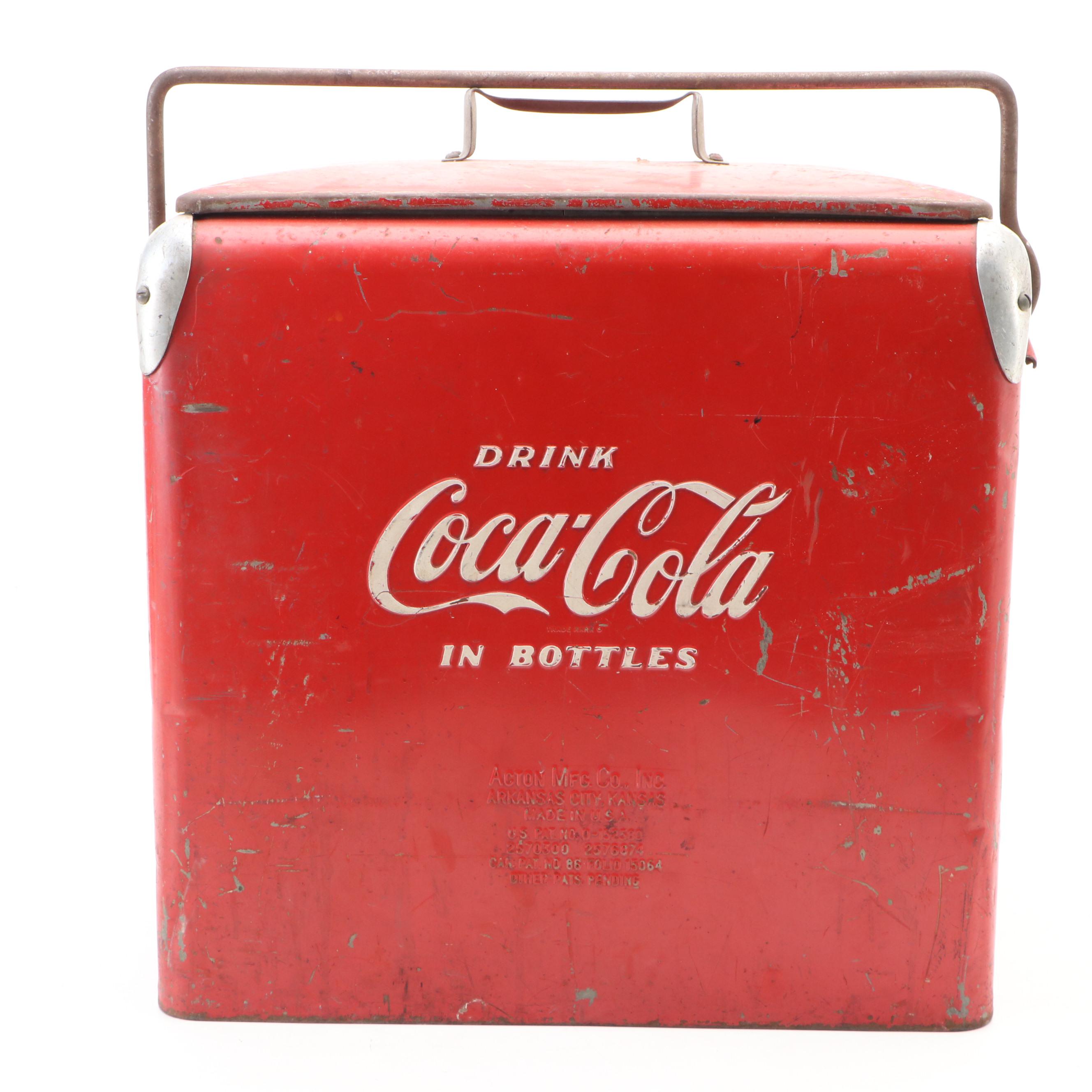 Coca-Cola Metal Advertising Cooler, Mid-20th Century